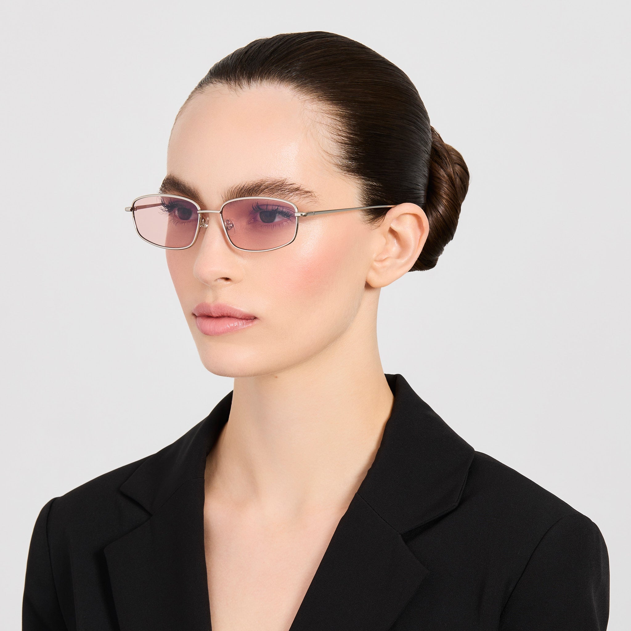 Palma Sunglasses in Silver and Blush - LINDA FARROW-Sunglasses-