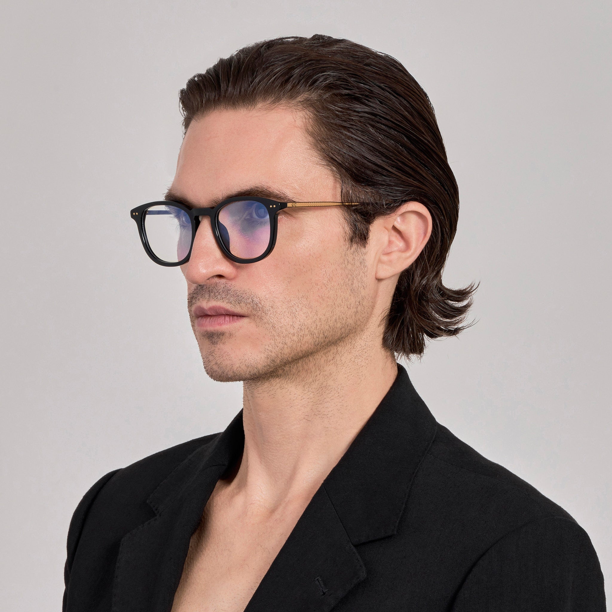 Pax Optical in Matt Nickel and Black - LINDA FARROW - Optical Frame - 