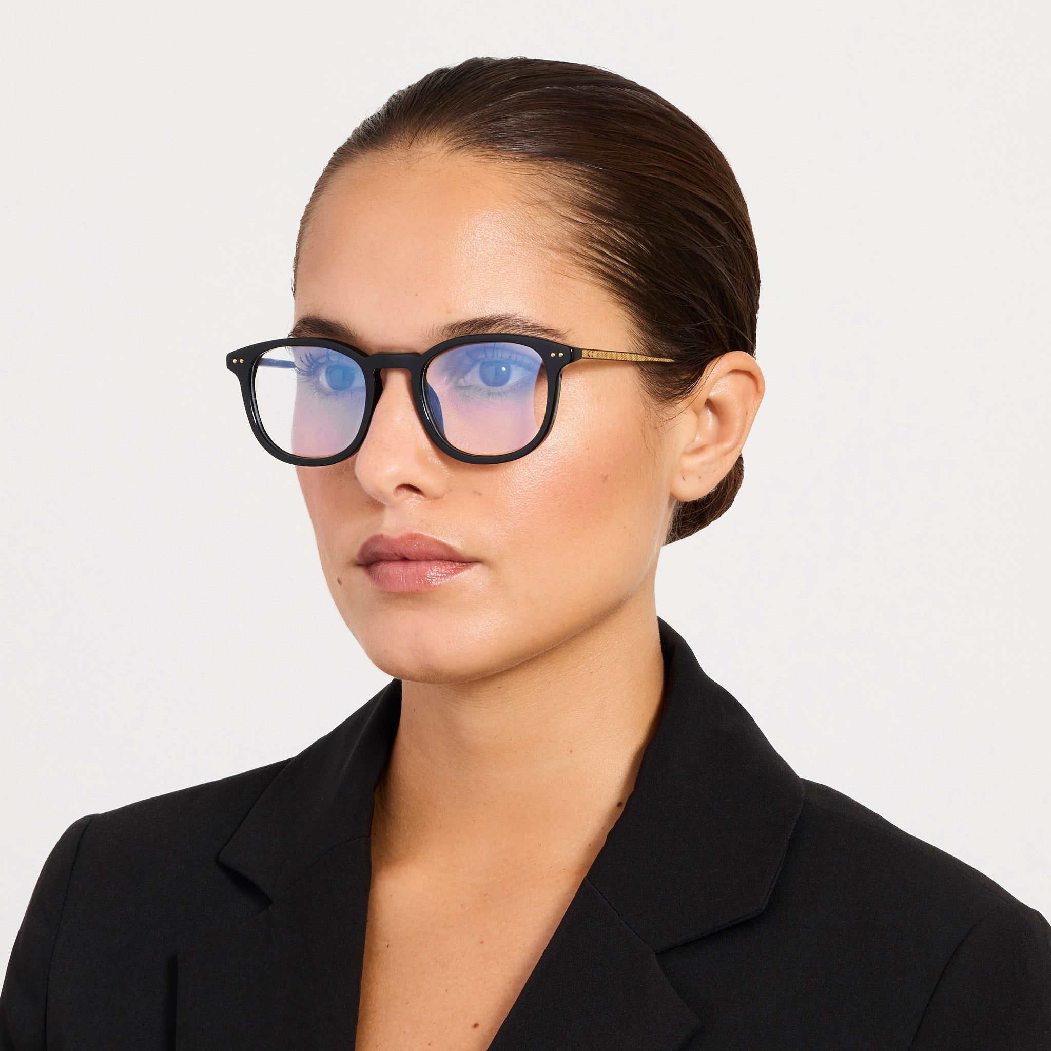 Pax Optical in Matt Nickel and Black - LINDA FARROW - Optical Frame - 