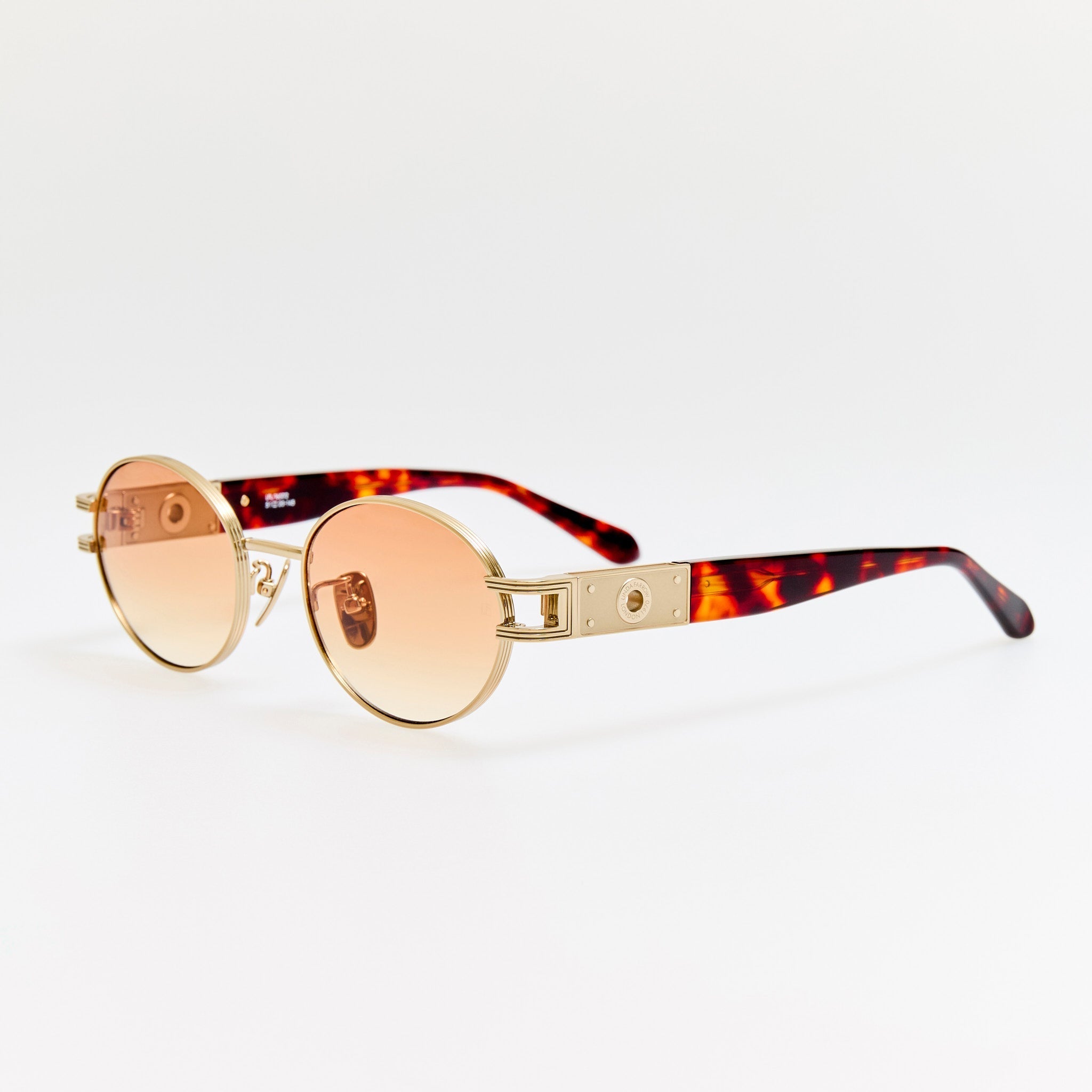 Phoebe Sunglasses in 22K Gold and Camel - LINDA FARROW - Sunglasses - 