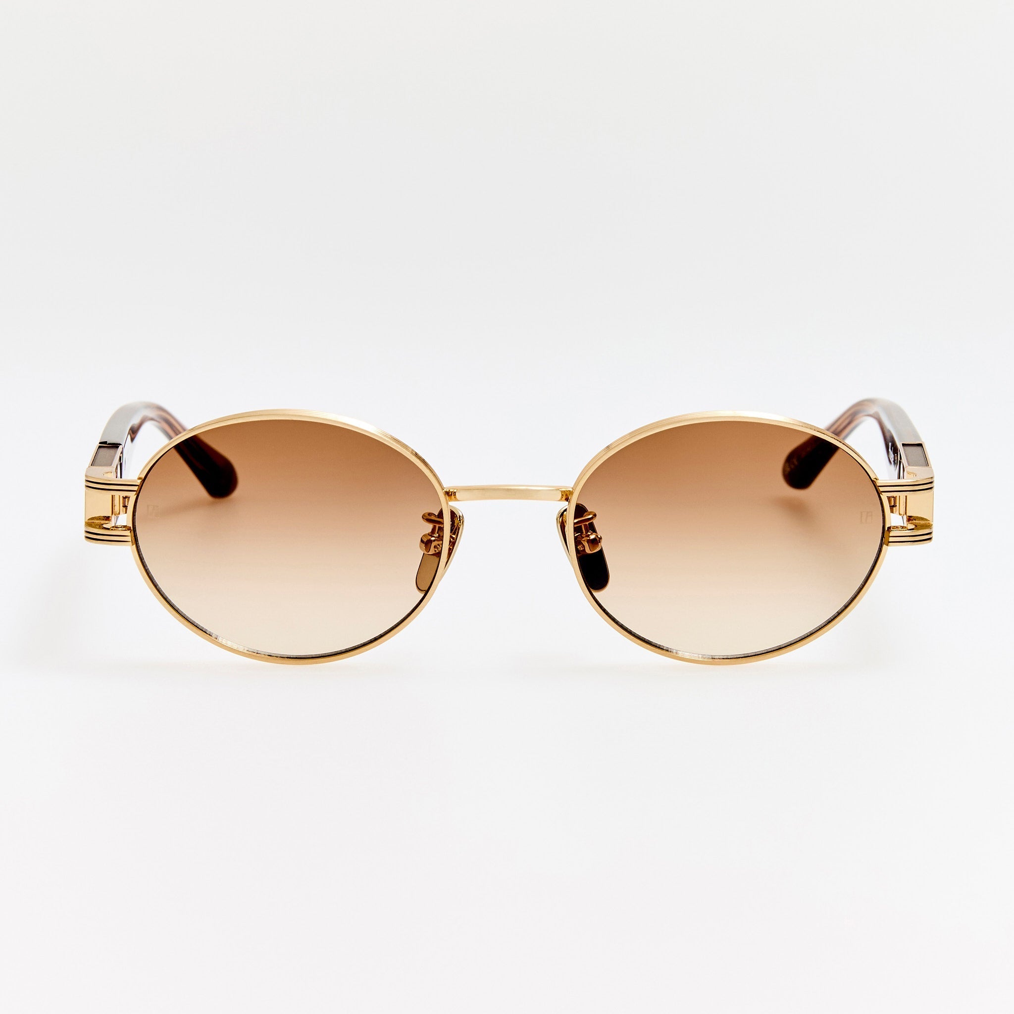 Phoebe Sunglasses in Matt Champagne and Mocha - LINDA FARROW - Sunglasses - 