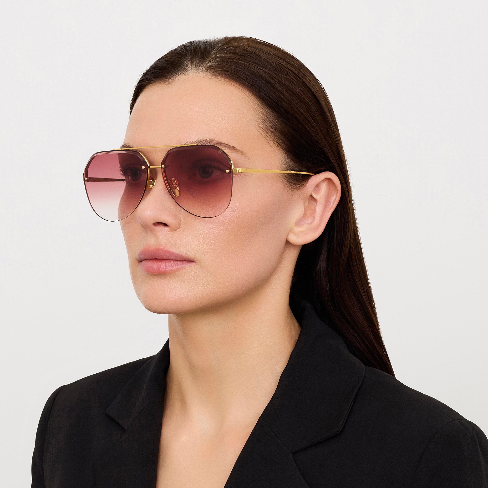 Quynh Sunglasses in 22K Gold and Red - LINDA FARROW - Sunglasses - 