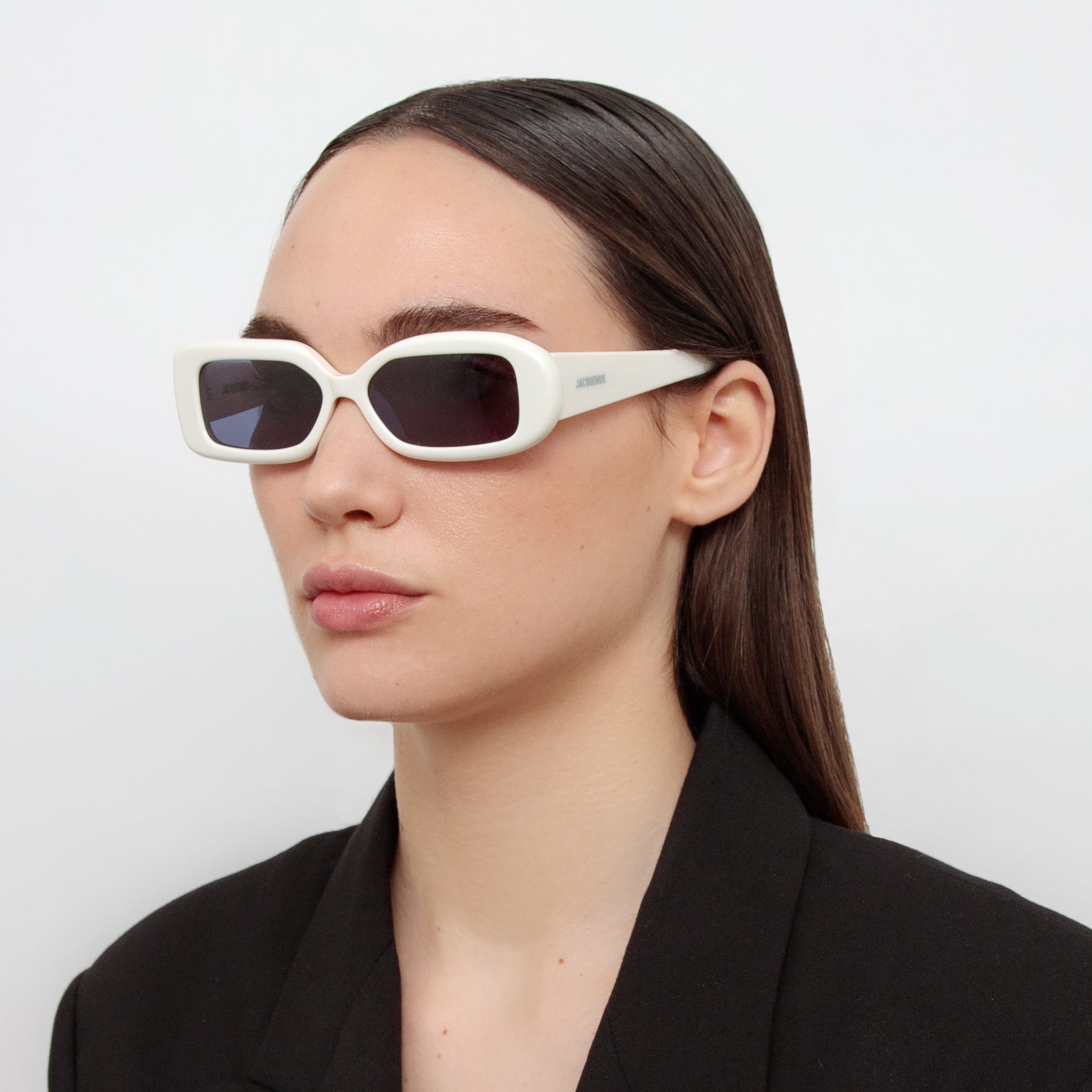Rond Carre Rectangular Sunglasses in White - LINDA FARROW - Sunglasses - 