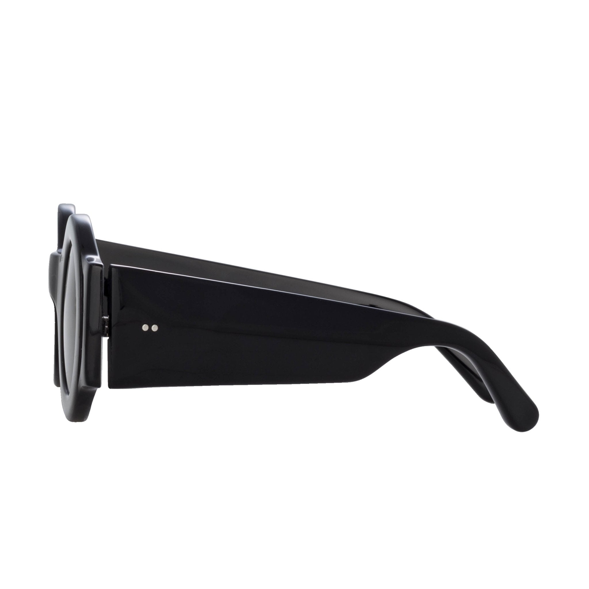 Round Sunglasses in Black - LINDA FARROW - Sunglasses - 