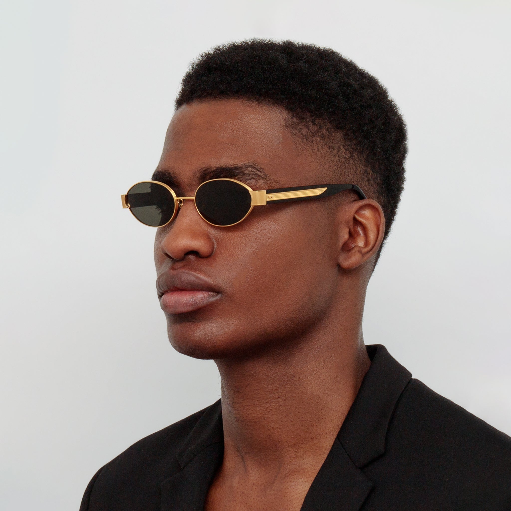 Sadie Sunglasses in 22K Gold and Grey - LINDA FARROW - Sunglasses - 