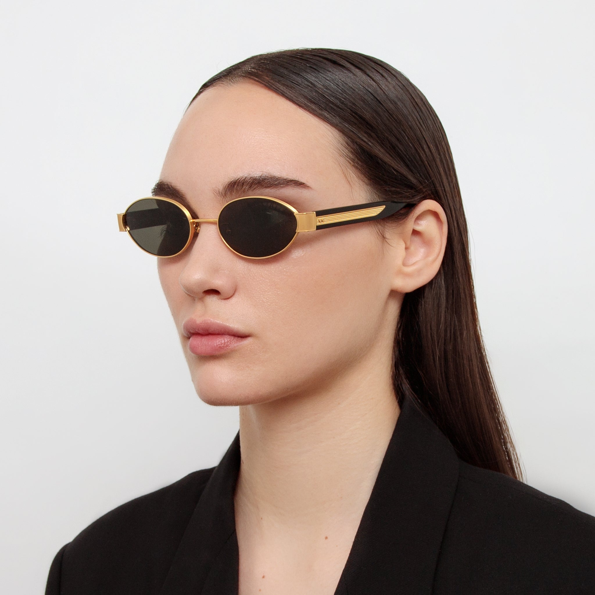 Sadie Sunglasses in 22K Gold and Grey - LINDA FARROW - Sunglasses - 