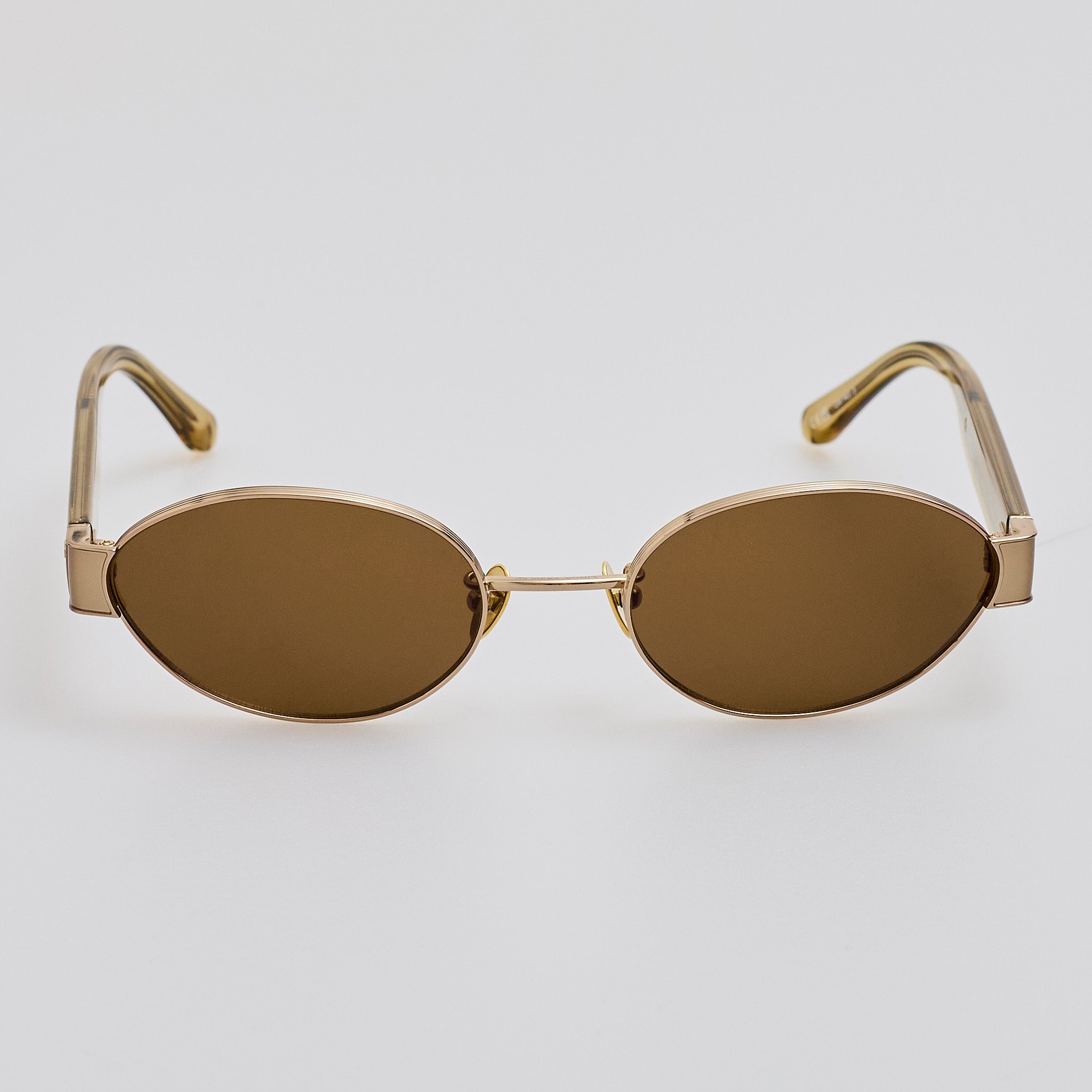 Sadie Sunglasses in Gold and Khaki | LINDA FARROW Luxury Eyewear