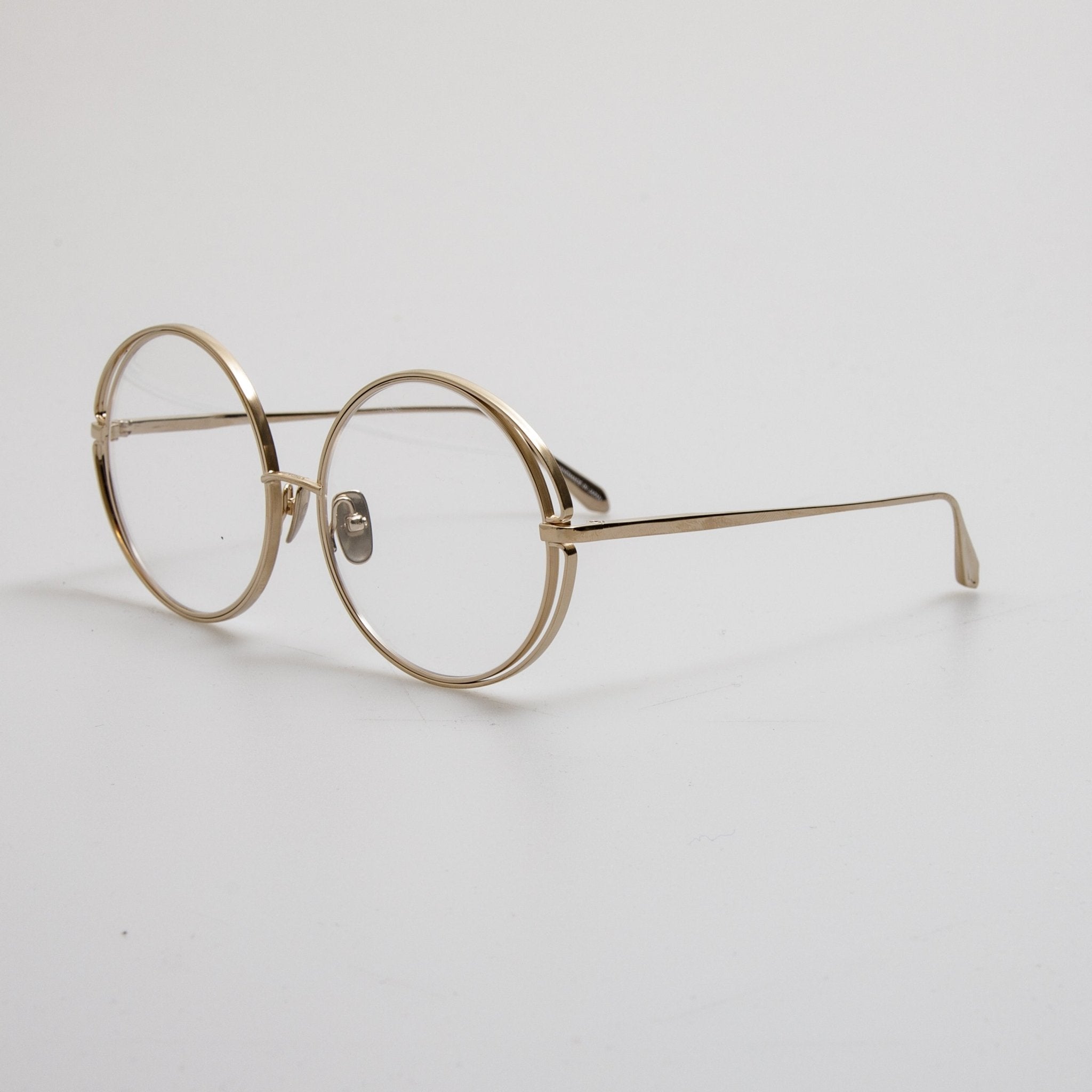 Selene Round Optical Frame in 22K Light Gold - LINDA FARROW - Optical Frame - 