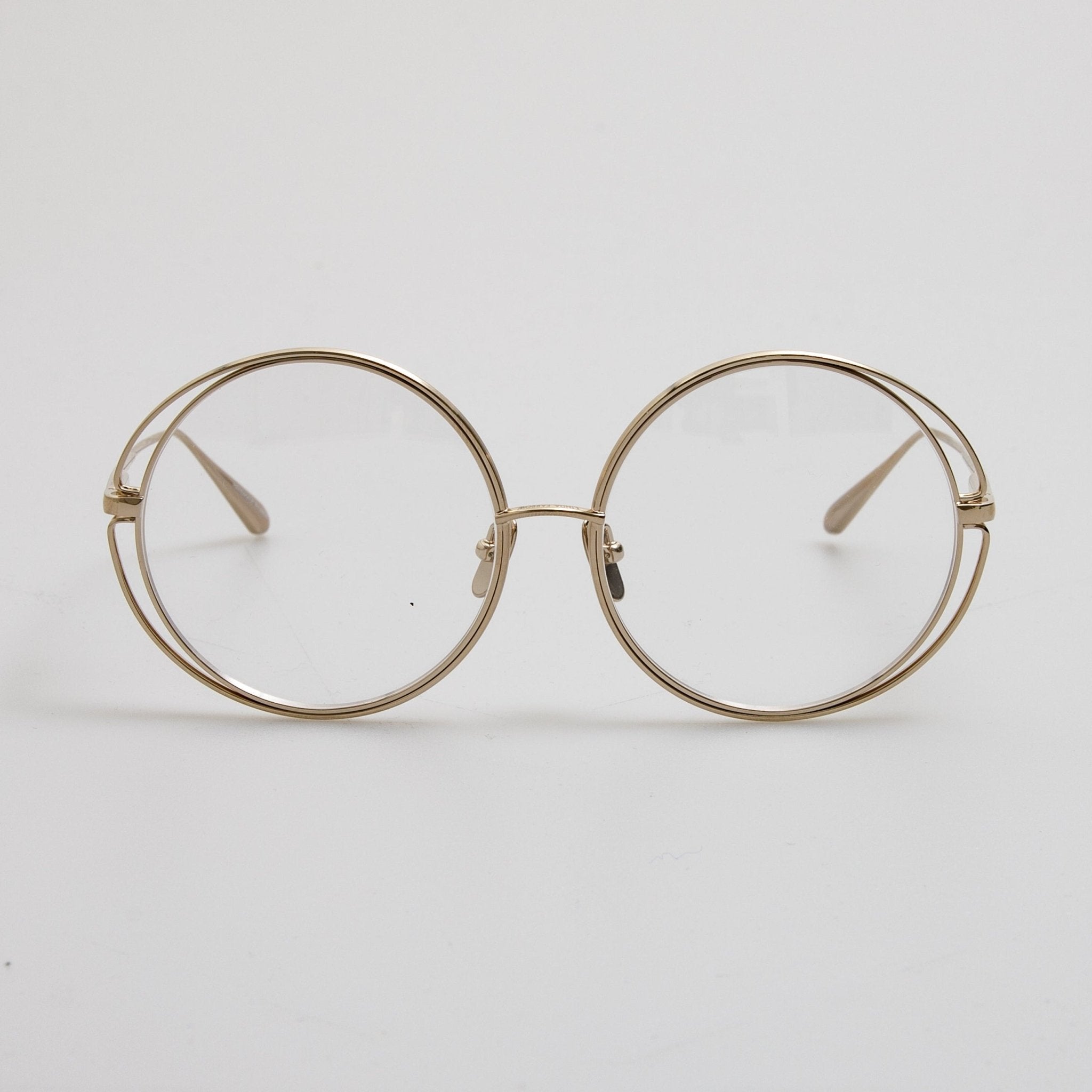 Selene Round Optical Frame in 22K Light Gold - LINDA FARROW - Optical Frame - 