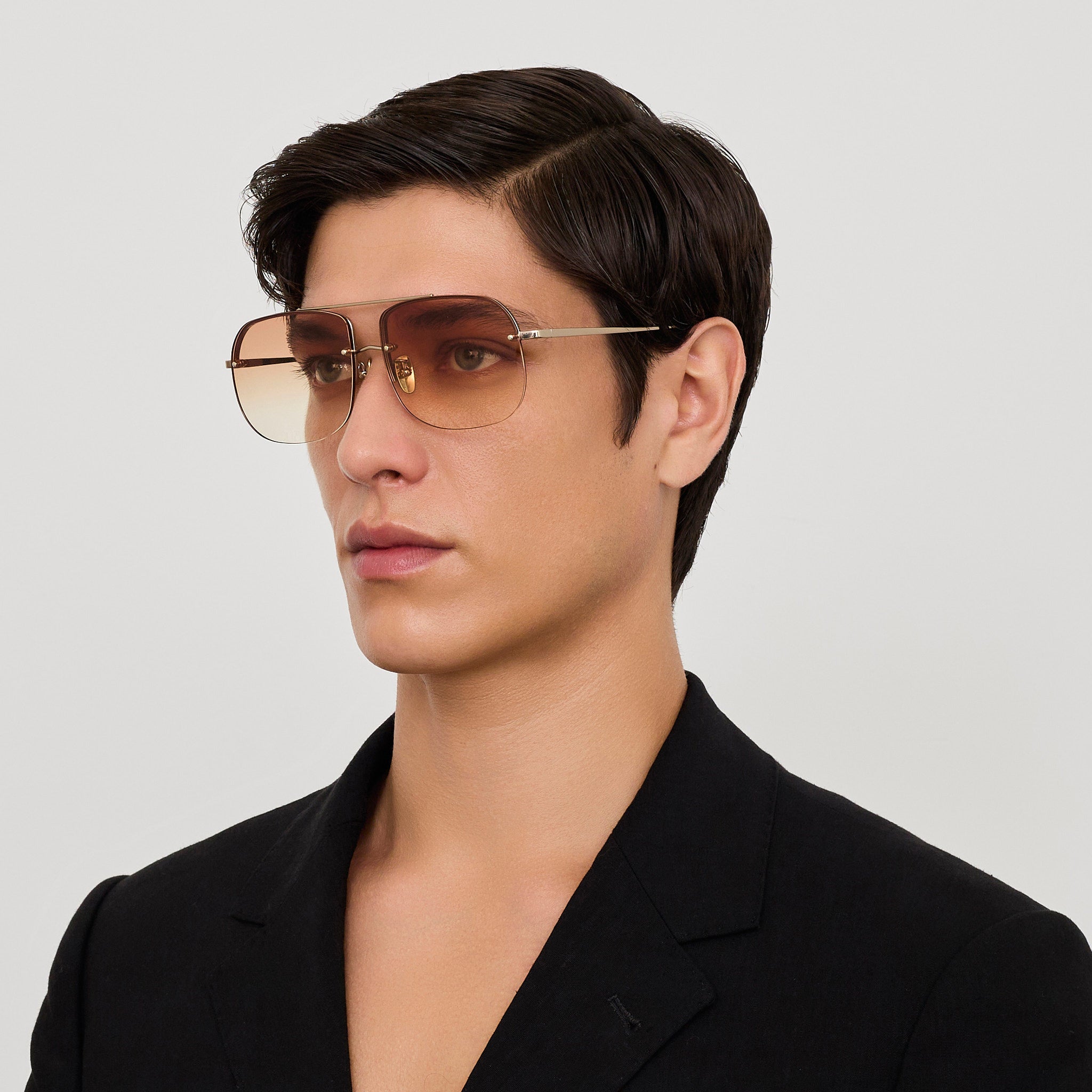 Seren Sunglasses in 18k Rose Gold and Camel - LINDA FARROW - Sunglasses - 