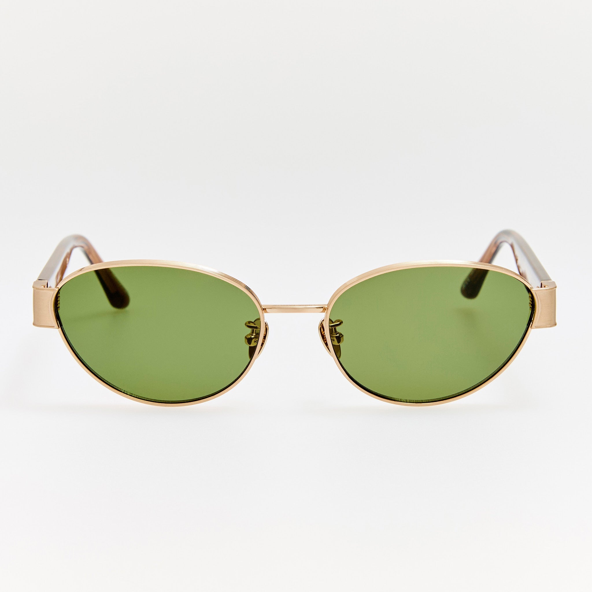 Sheri Sunglasses in Matt Champagne and Green - LINDA FARROW - Sunglasses - 