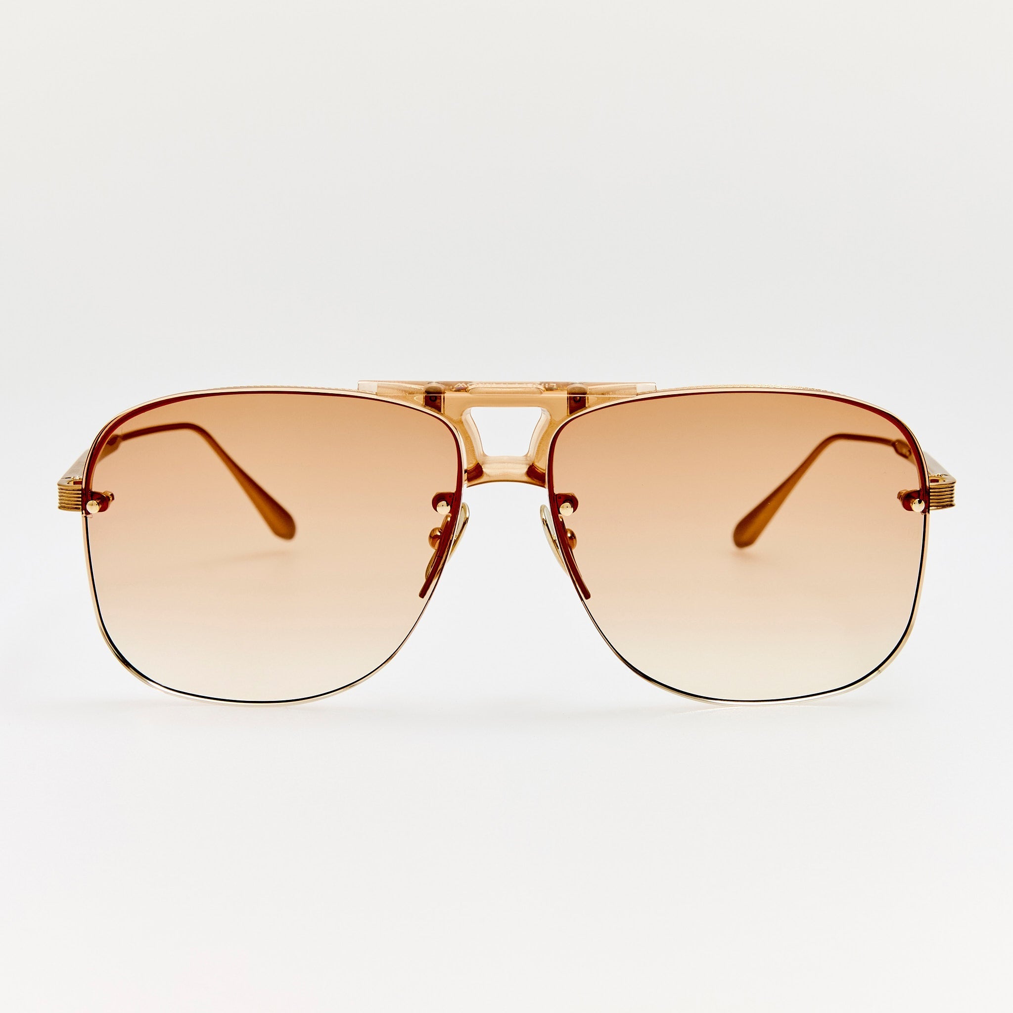 Skye Sunglasses in 22K Gold and Camel - LINDA FARROW - Sunglasses - 