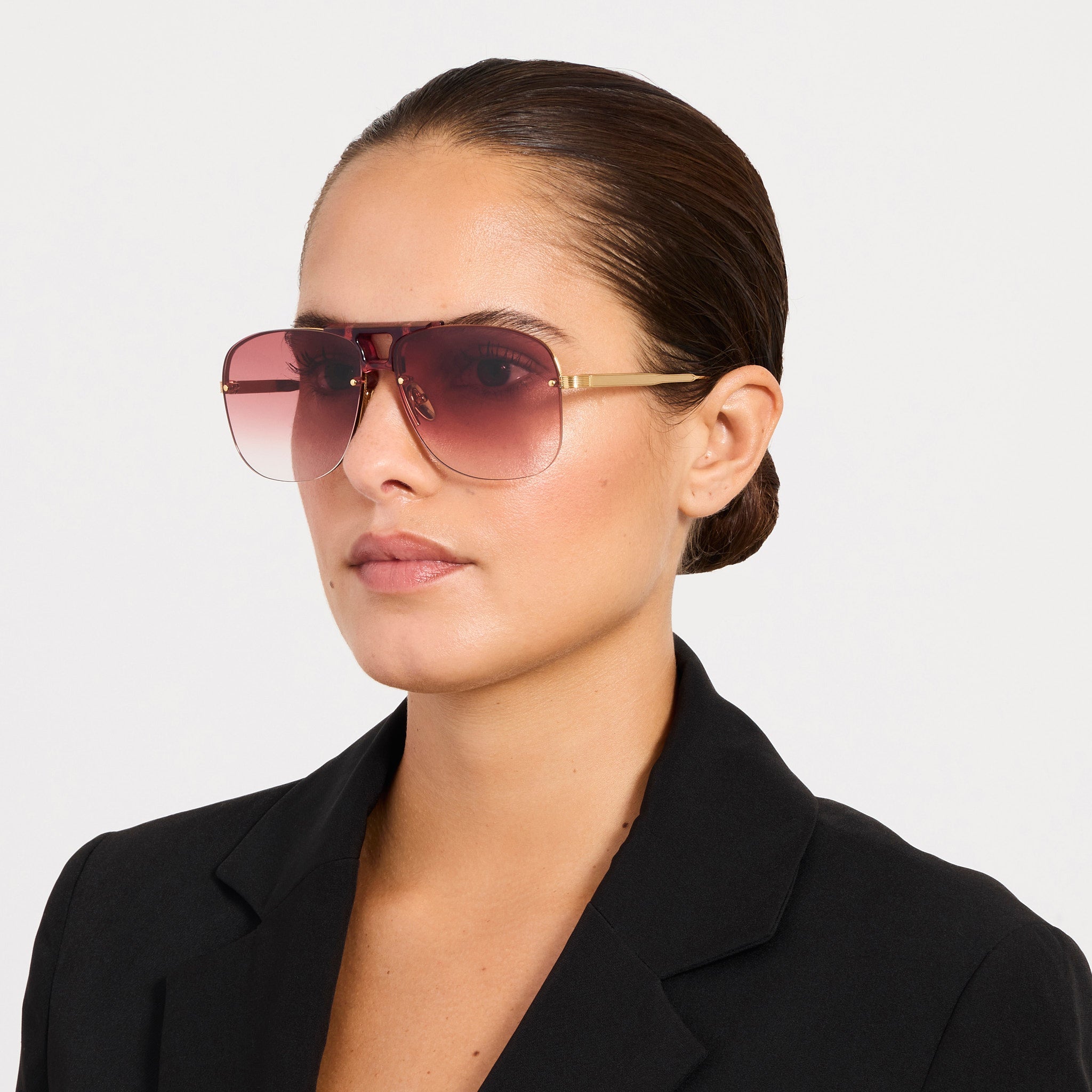 Skye Sunglasses in 22K Gold and Red - LINDA FARROW - Sunglasses - 