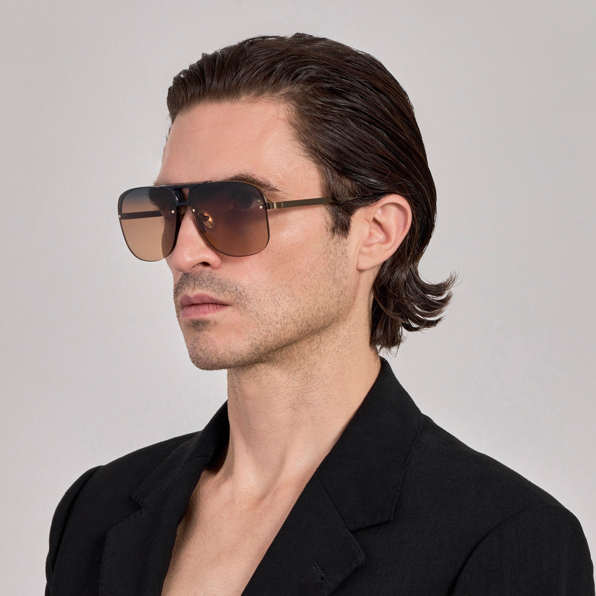 Skye Sunglasses in 22K Gold and Silt - LINDA FARROW - Sunglasses - 