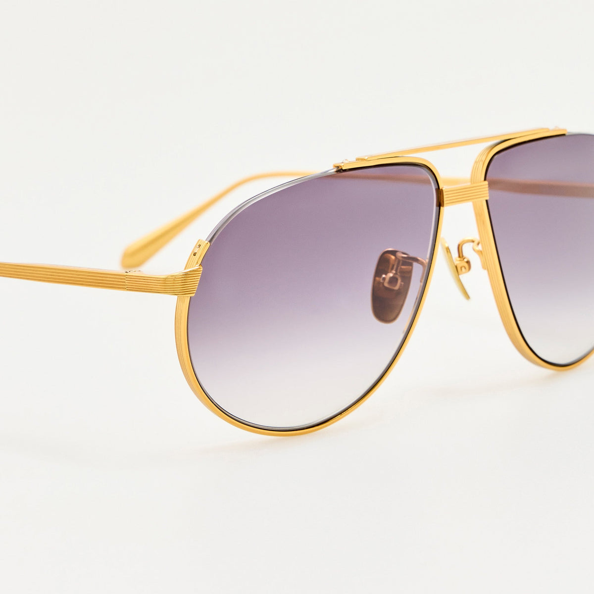 Stevie Sunglasses in 22K Gold and Grey - LINDA FARROW-Sunglasses-