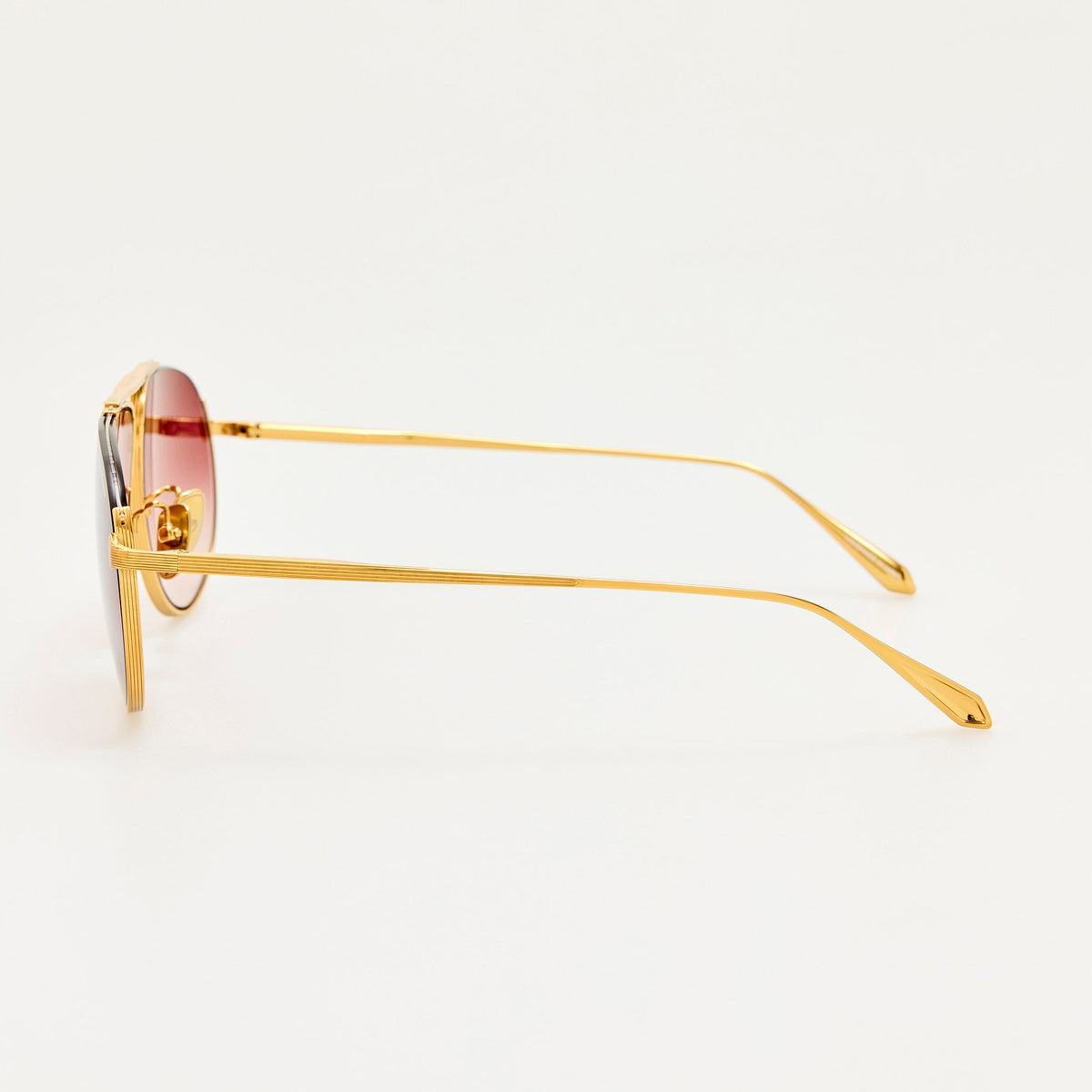 Stevie Sunglasses in 22K Gold and Red - LINDA FARROW-Sunglasses-