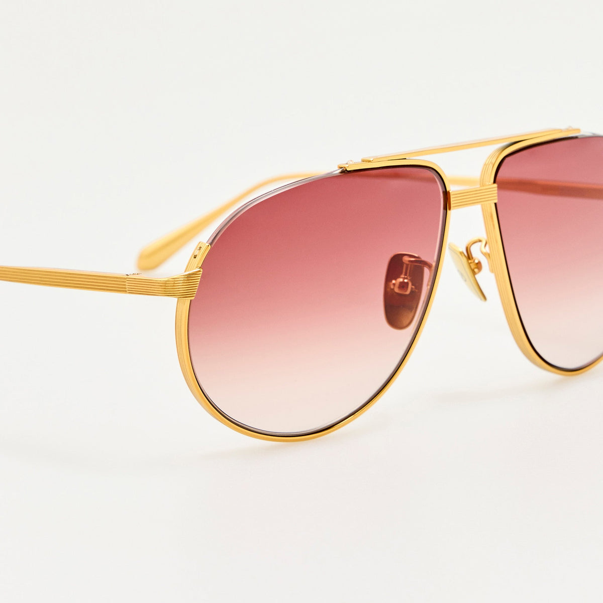 Stevie Sunglasses in 22K Gold and Red - LINDA FARROW-Sunglasses-