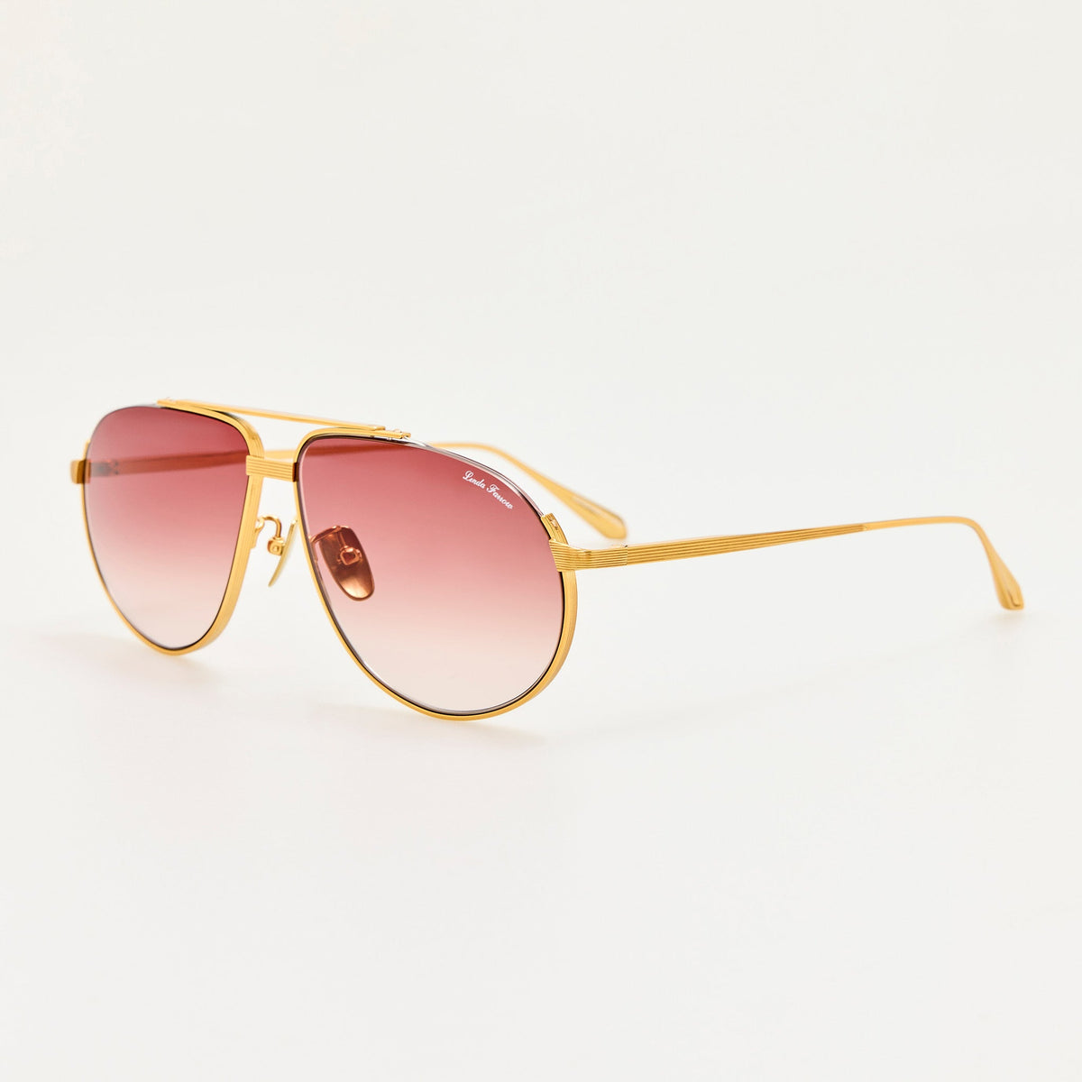 Stevie Sunglasses in 22K Gold and Red - LINDA FARROW-Sunglasses-