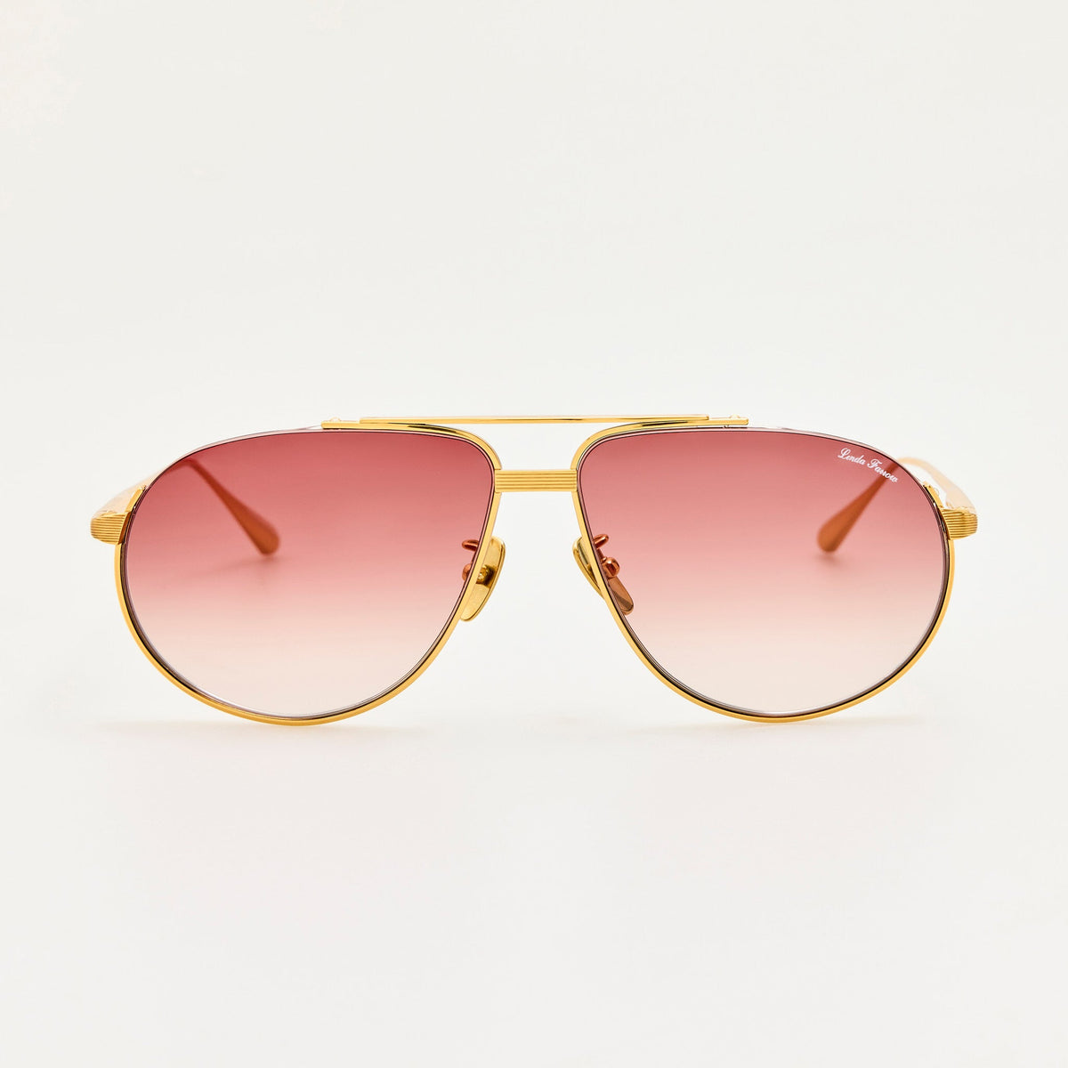 Stevie Sunglasses in 22K Gold and Red - LINDA FARROW-Sunglasses-