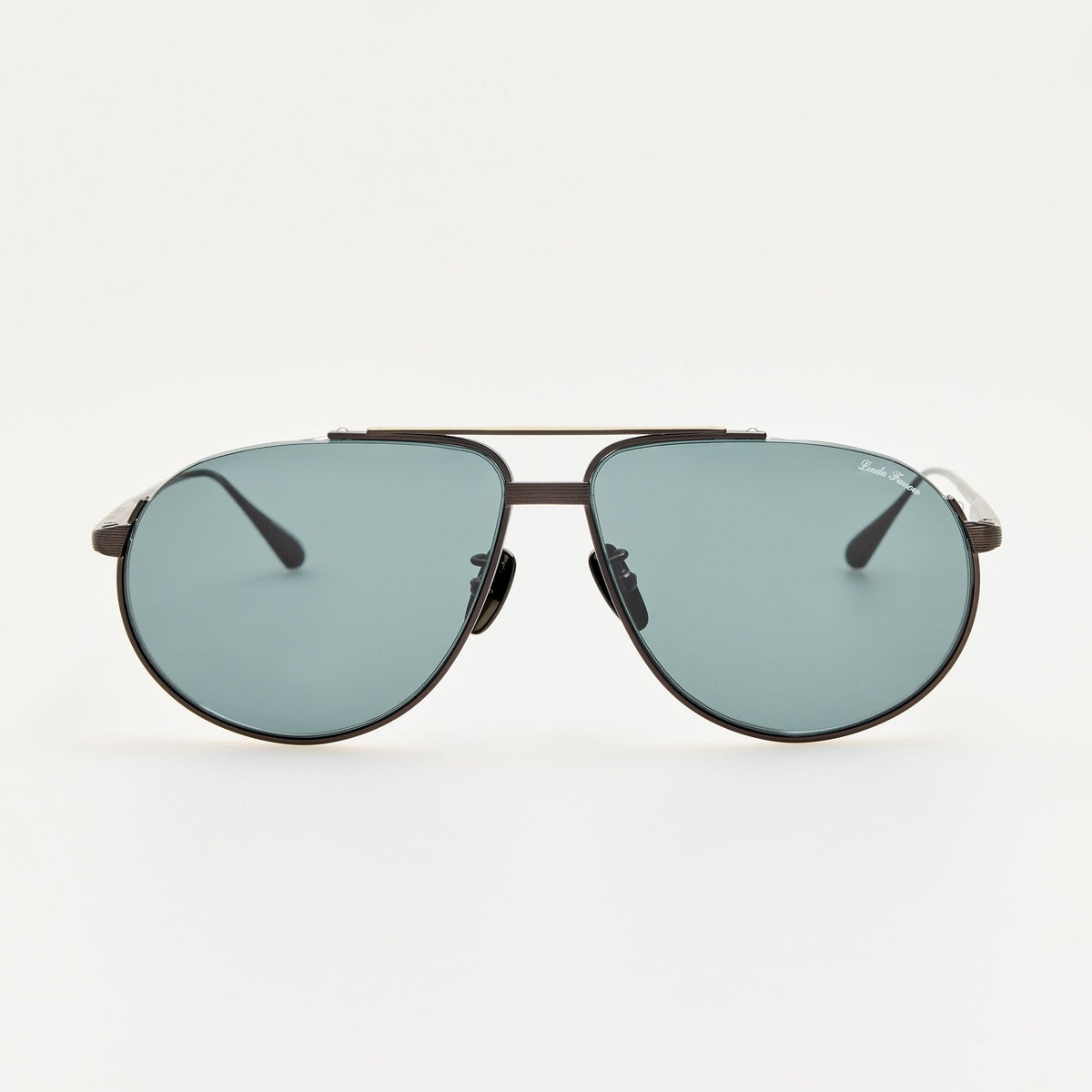 Stevie Sunglasses in Matt Nickel and Grey - LINDA FARROW-Sunglasses-