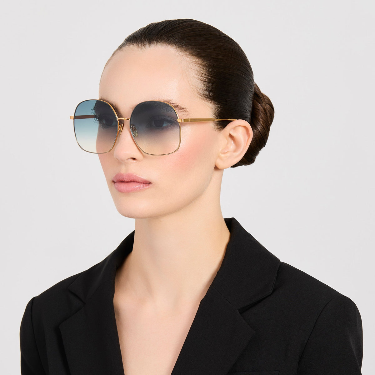 Suki Sunglasses in 22K Gold and Aqua - LINDA FARROW-Sunglasses-