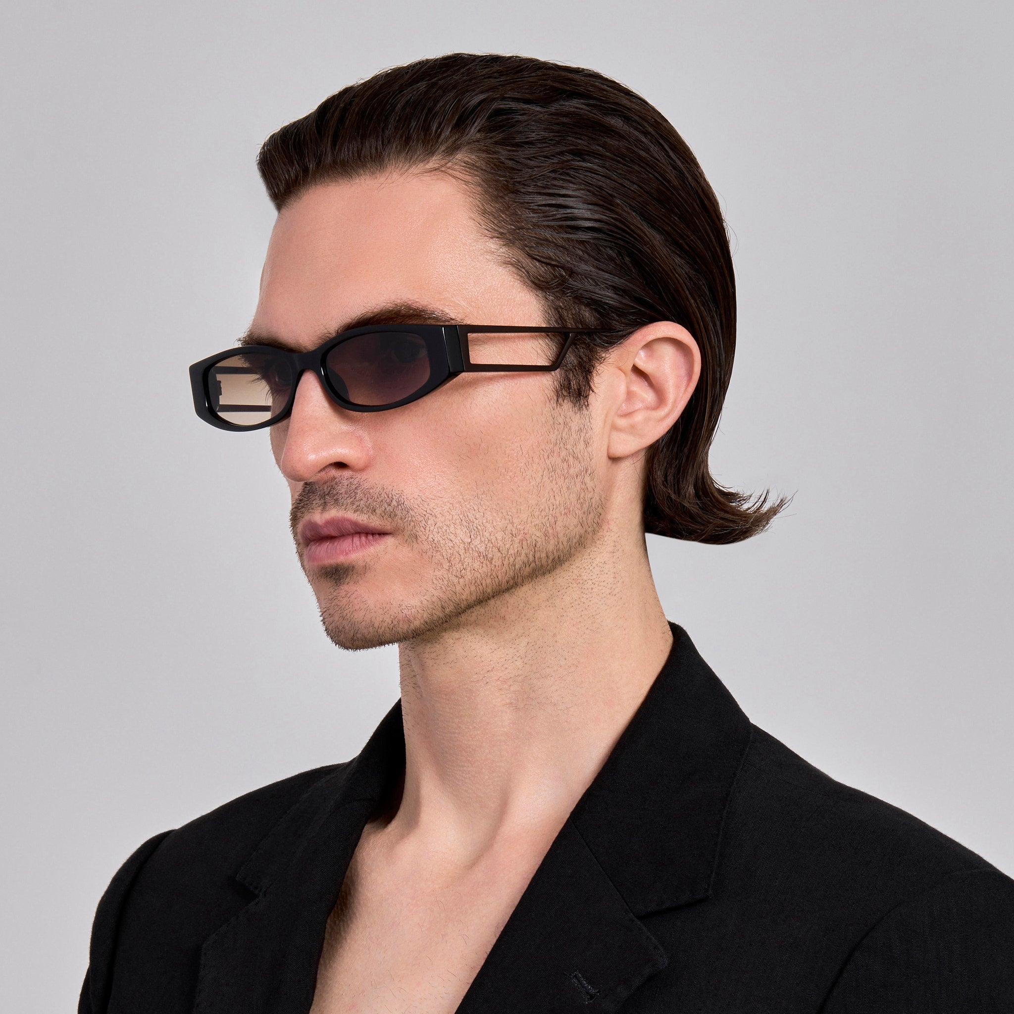Susie Vista Temple Sunglasses in Black and Mocha Lens - LINDA FARROW - Sunglasses - 