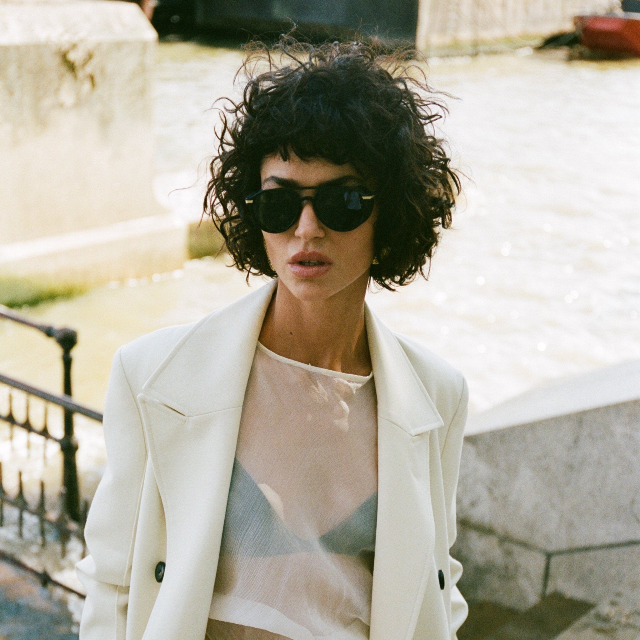 Sutton Explorer Sunglasses in 22K Gold and Black - LINDA FARROW-Sunglasses-