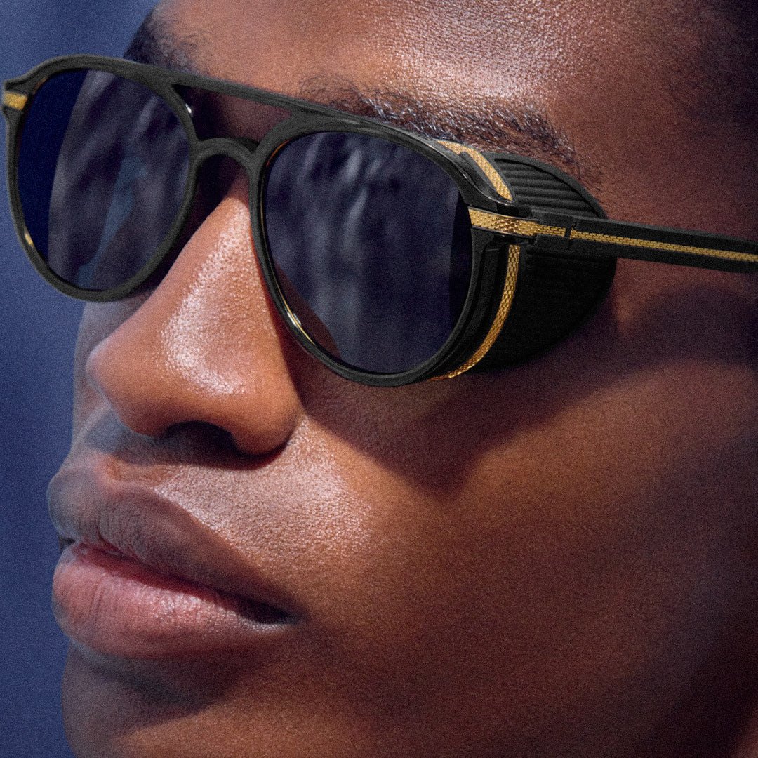 Sutton Explorer Sunglasses in 22K Gold and Black - LINDA FARROW-Sunglasses-