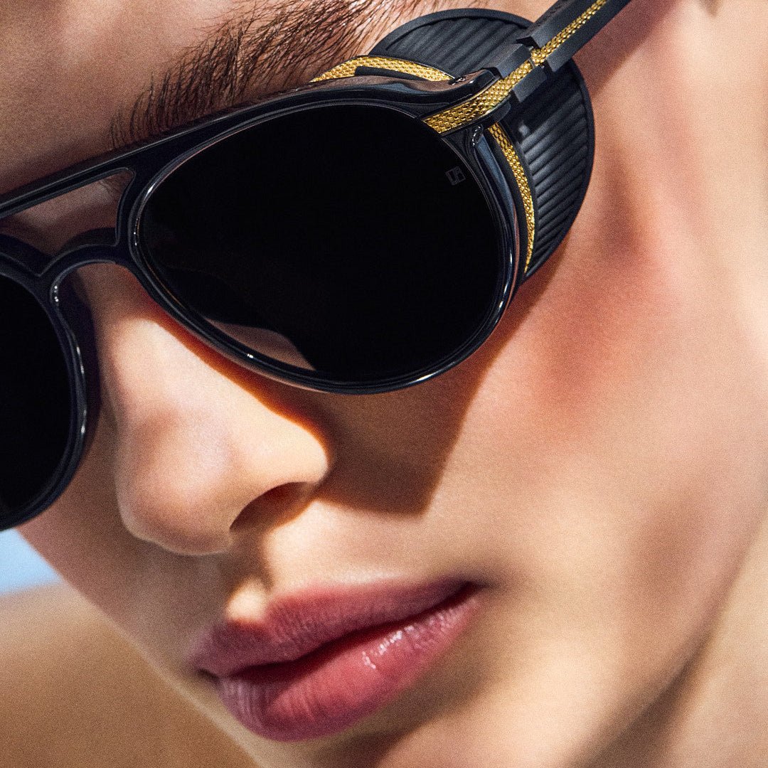 Sutton Explorer Sunglasses in 22K Gold and Black - LINDA FARROW-Sunglasses-