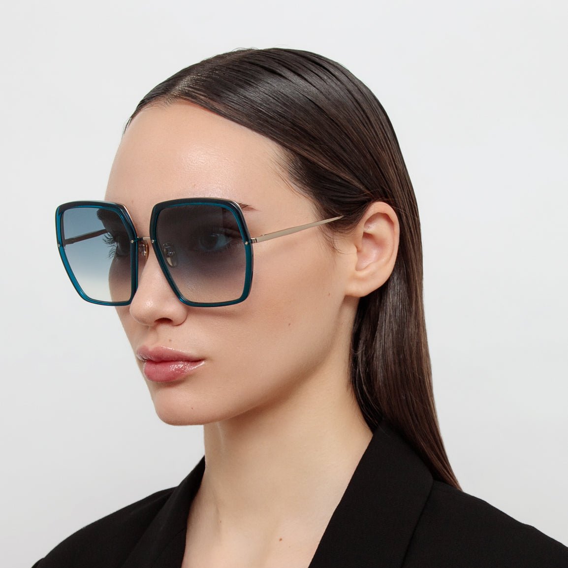 Syan Oversize Sunglasses in Aqua - LINDA FARROW - Sunglasses - 