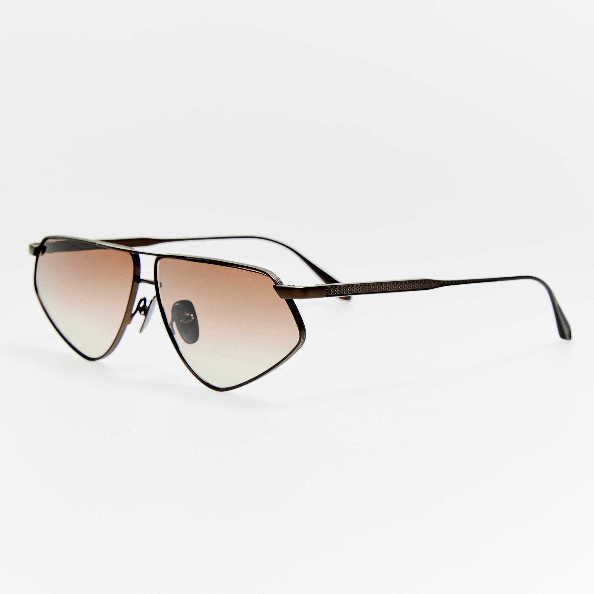Tarian Sunglasses in Matt Nickel and Mocha - LINDA FARROW - Sunglasses - 
