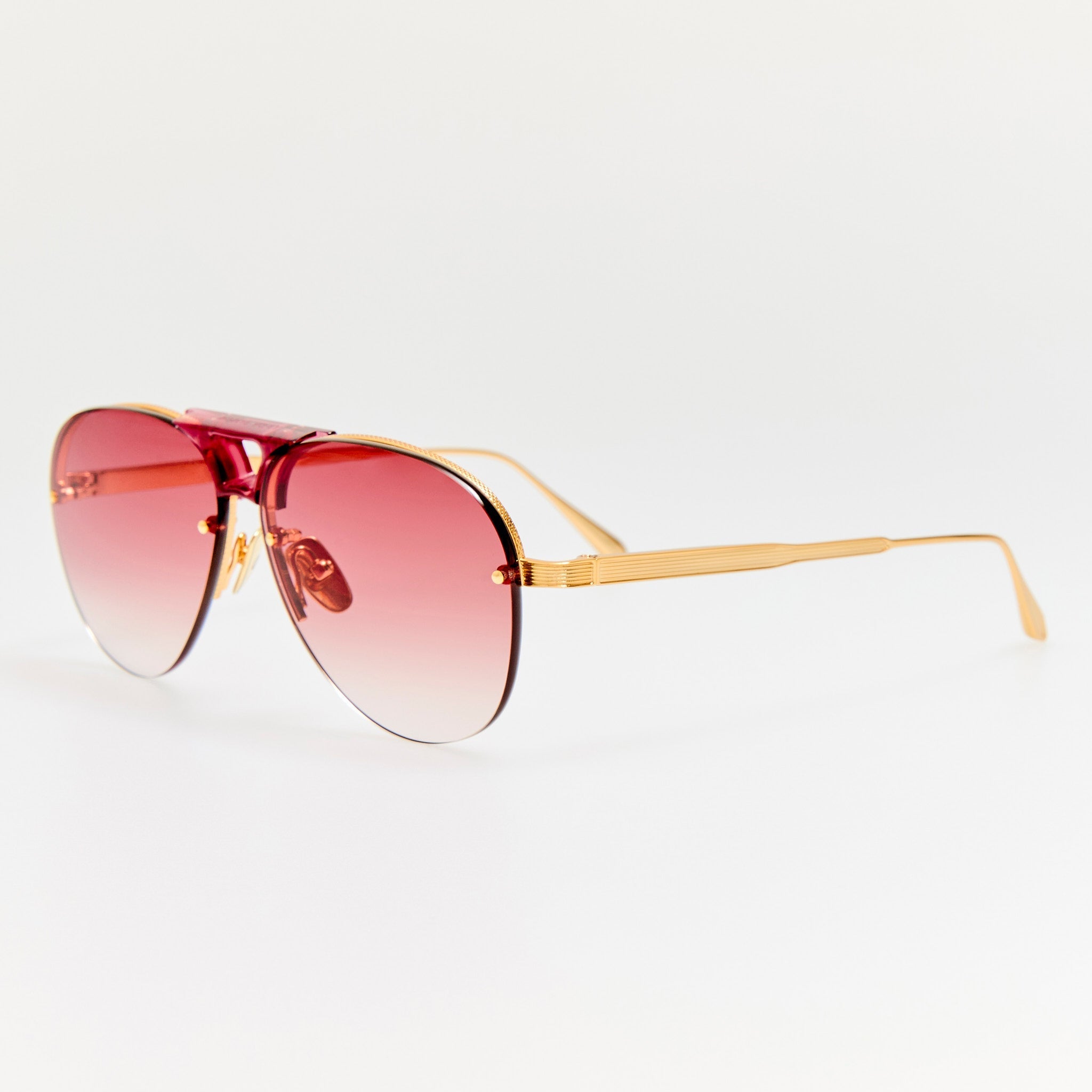 Taya Sunglasses in 22K Gold and Red - LINDA FARROW - Sunglasses - 