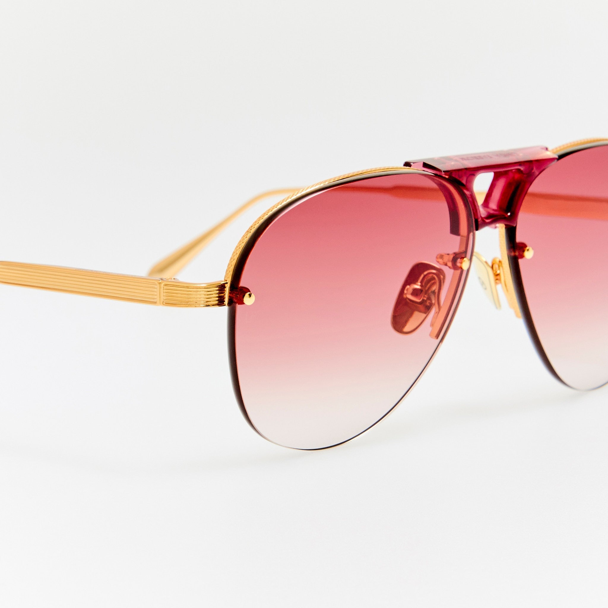 Taya Sunglasses in 22K Gold and Red - LINDA FARROW - Sunglasses - 
