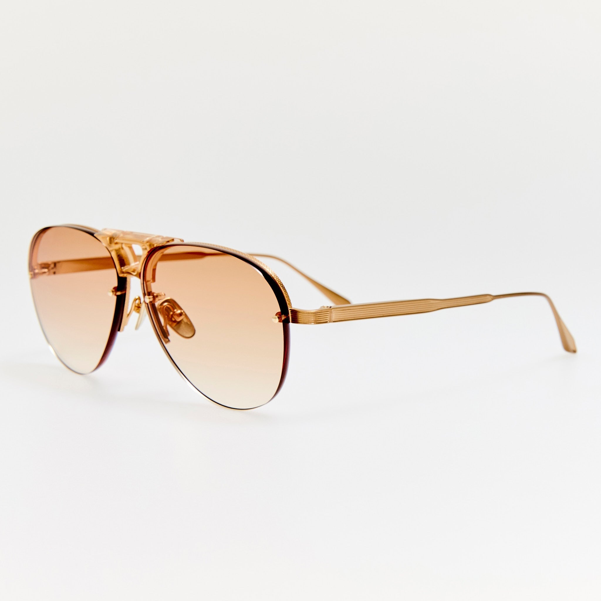 Taya Sunglasses in Matt Champagne and Camel - LINDA FARROW - Sunglasses - 