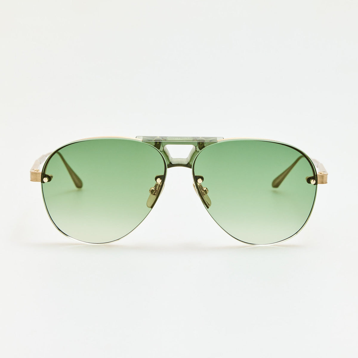 Taya Sunglasses in Matt Champagne and Green - LINDA FARROW-Sunglasses-