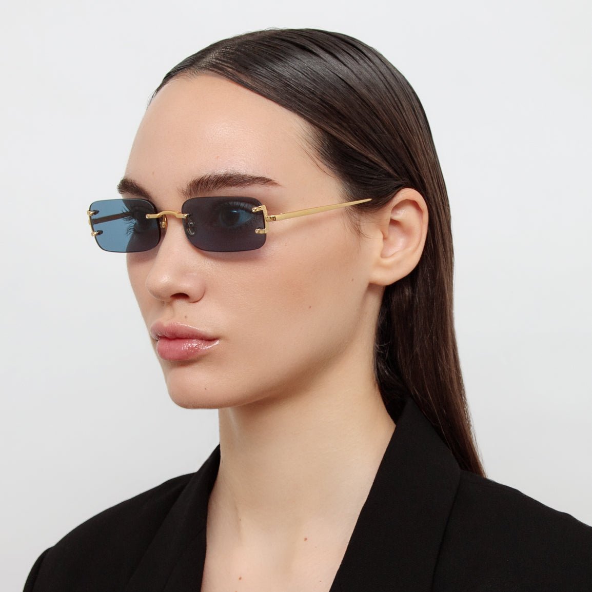 Taylor Sunglasses in Aqua in 22K Gold and Aqua - LINDA FARROW - Sunglasses - 