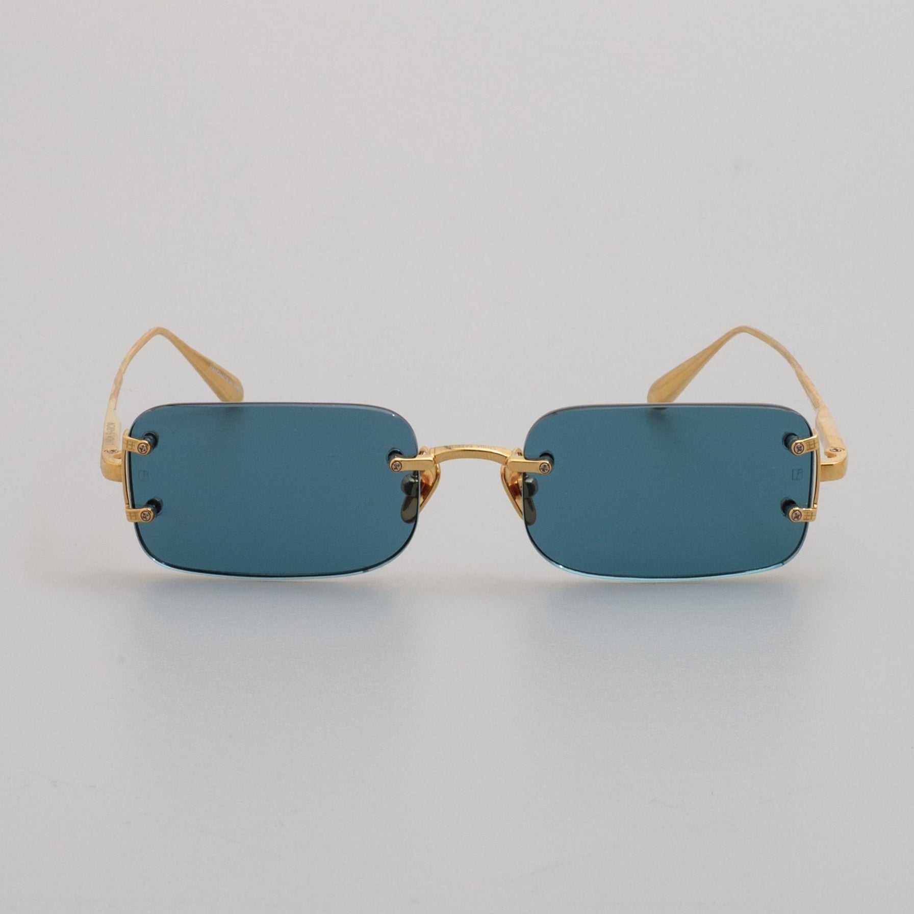 Taylor Sunglasses in Aqua in 22K Gold and Aqua - LINDA FARROW - Sunglasses - 