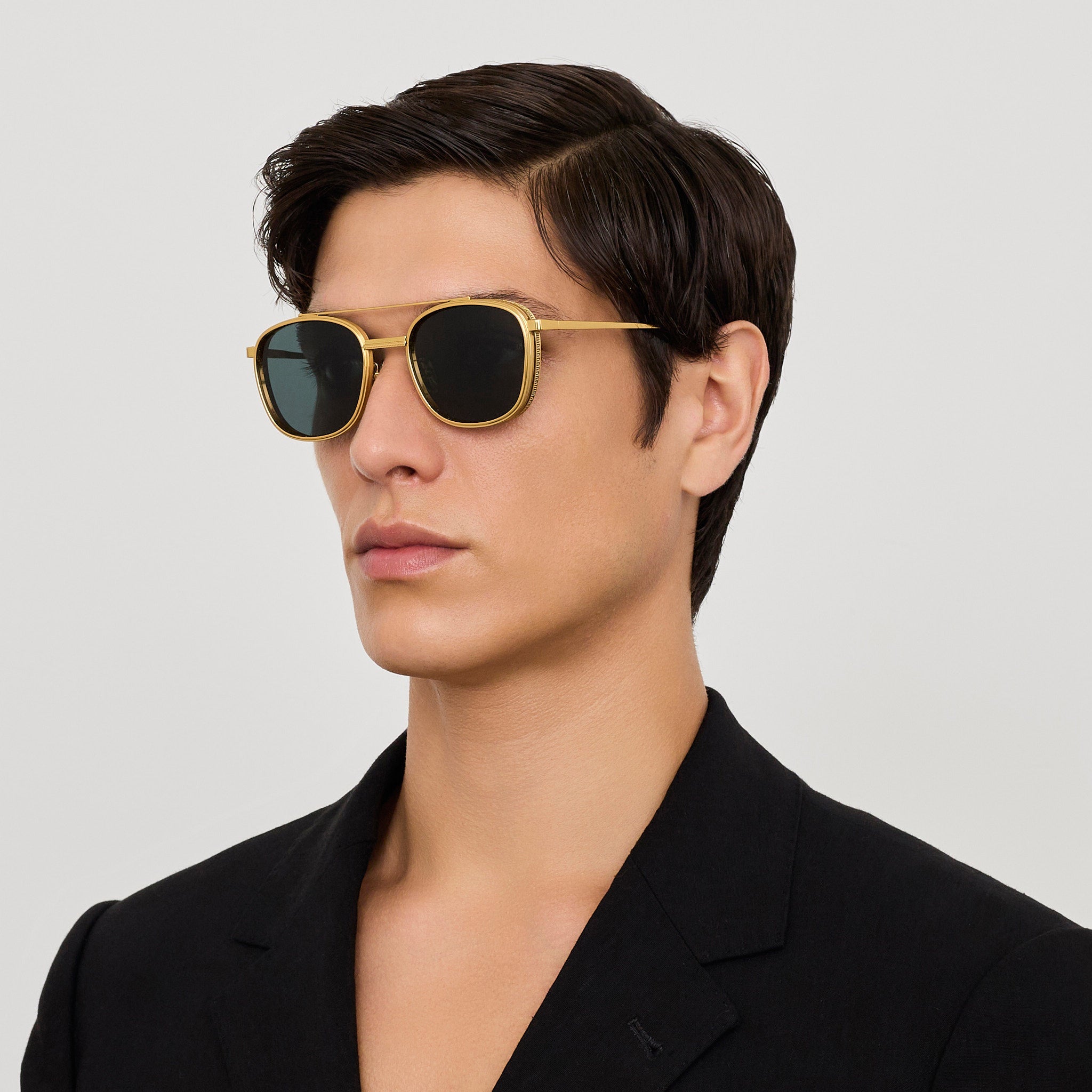Varo Sunglasses in 22K White Gold and Green - LINDA FARROW - Sunglasses - 