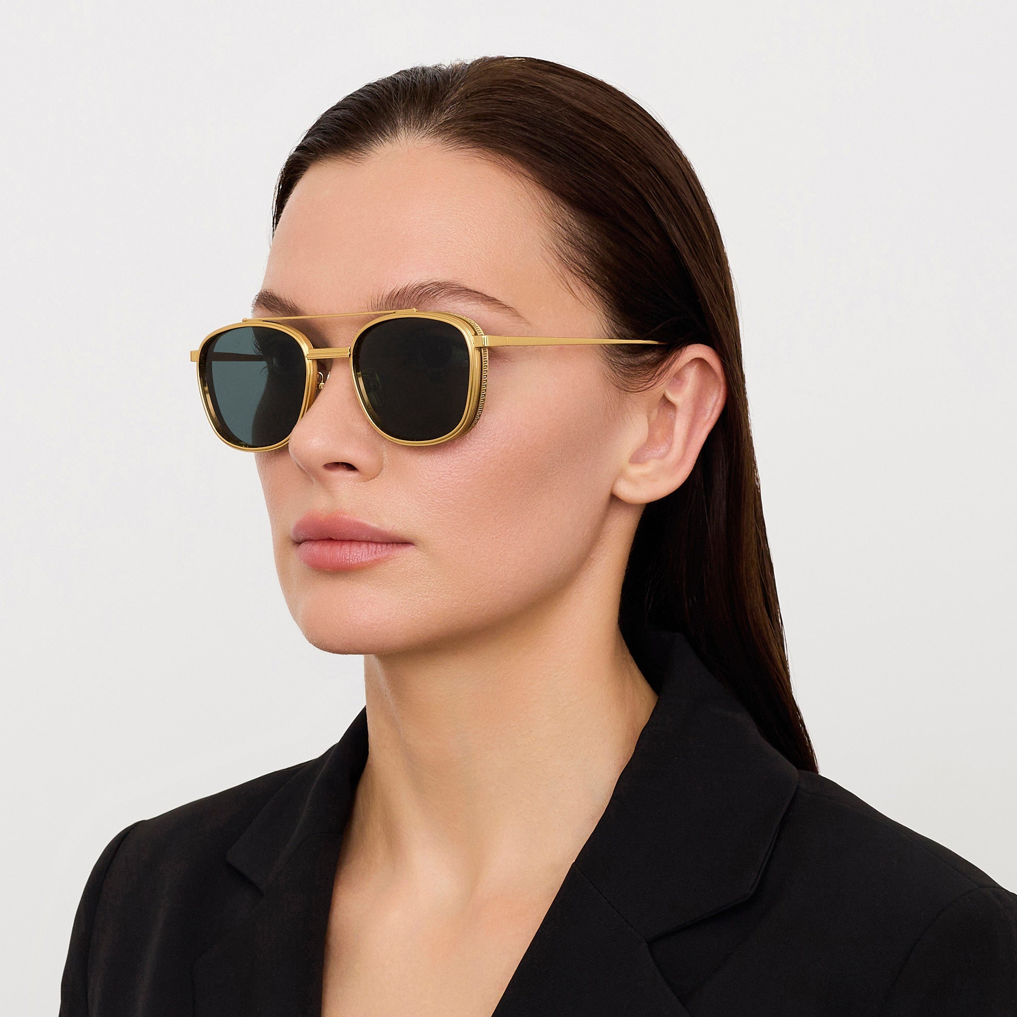 Varo Sunglasses in 22K White Gold and Green - LINDA FARROW - Sunglasses - 