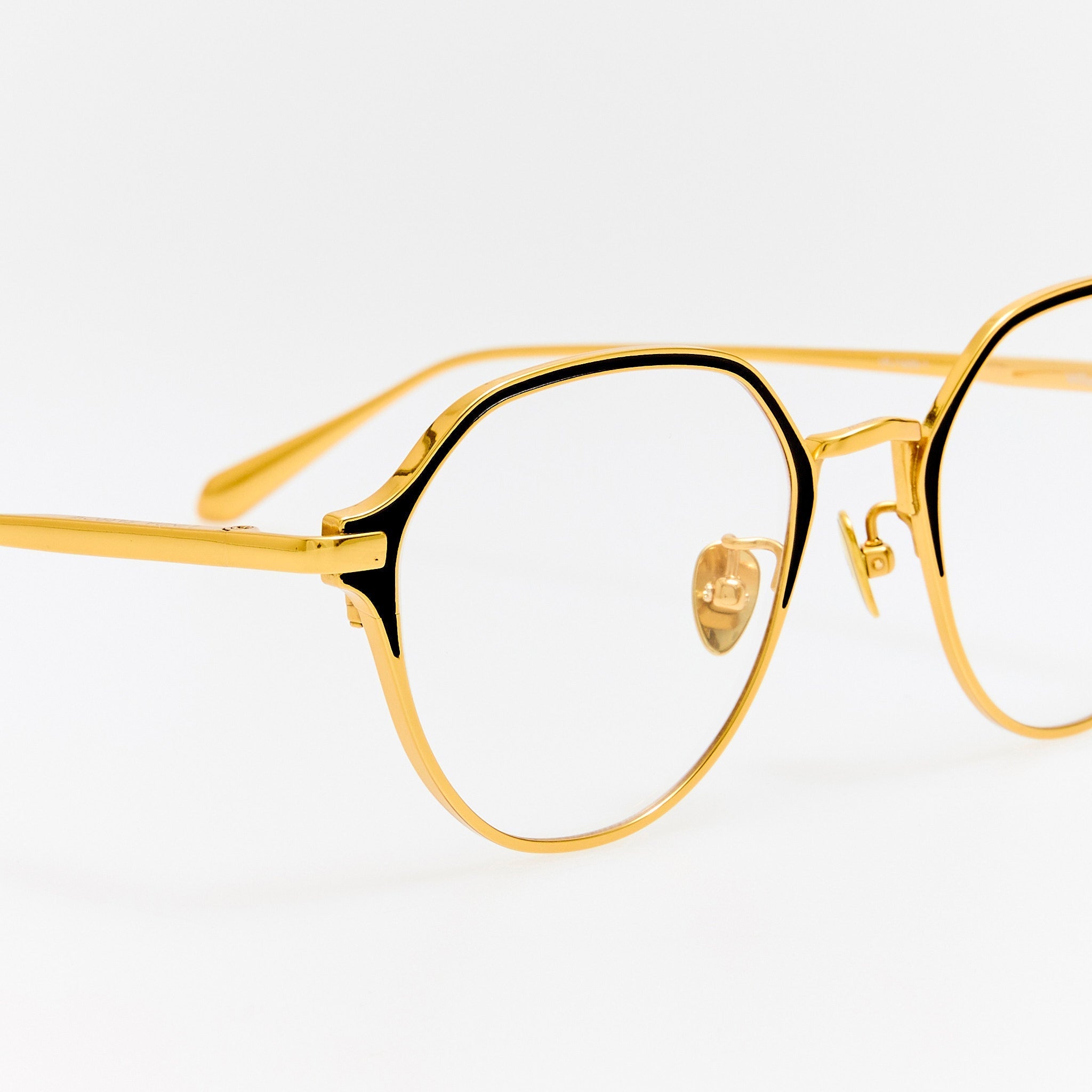 Wilson Optical in Satin Black and 22K Gold - LINDA FARROW - Optical Frame - 