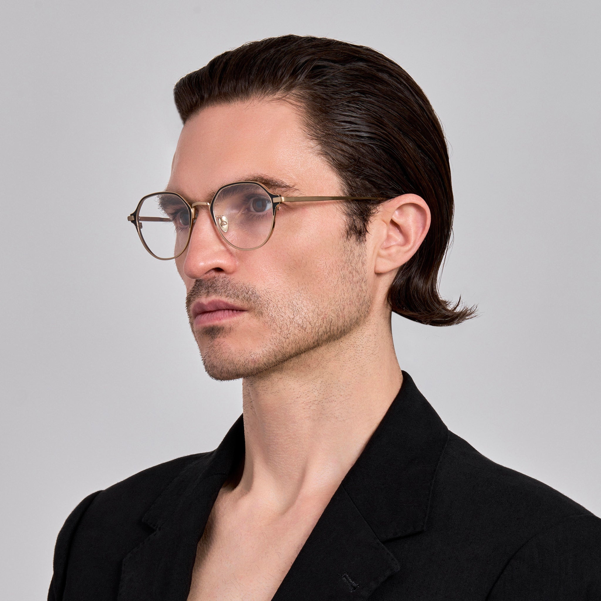 Wilson Optical in Satin Black and Matt Champagne - LINDA FARROW - Optical Frame - 