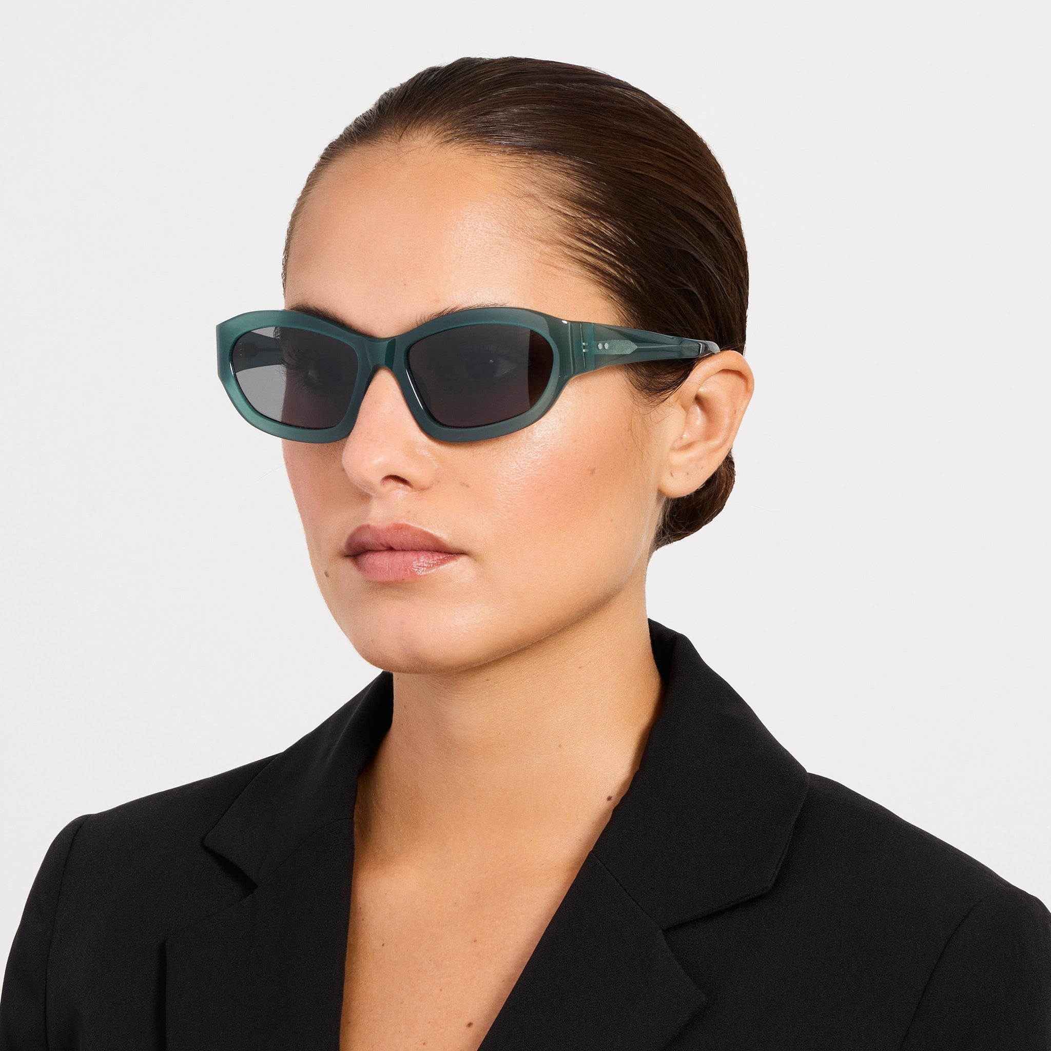 Wrap Sunglasses in Teal - LINDA FARROW - Sunglasses - 