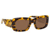 Marfa Rectangular Sunglasses in Tortoiseshell and Brown