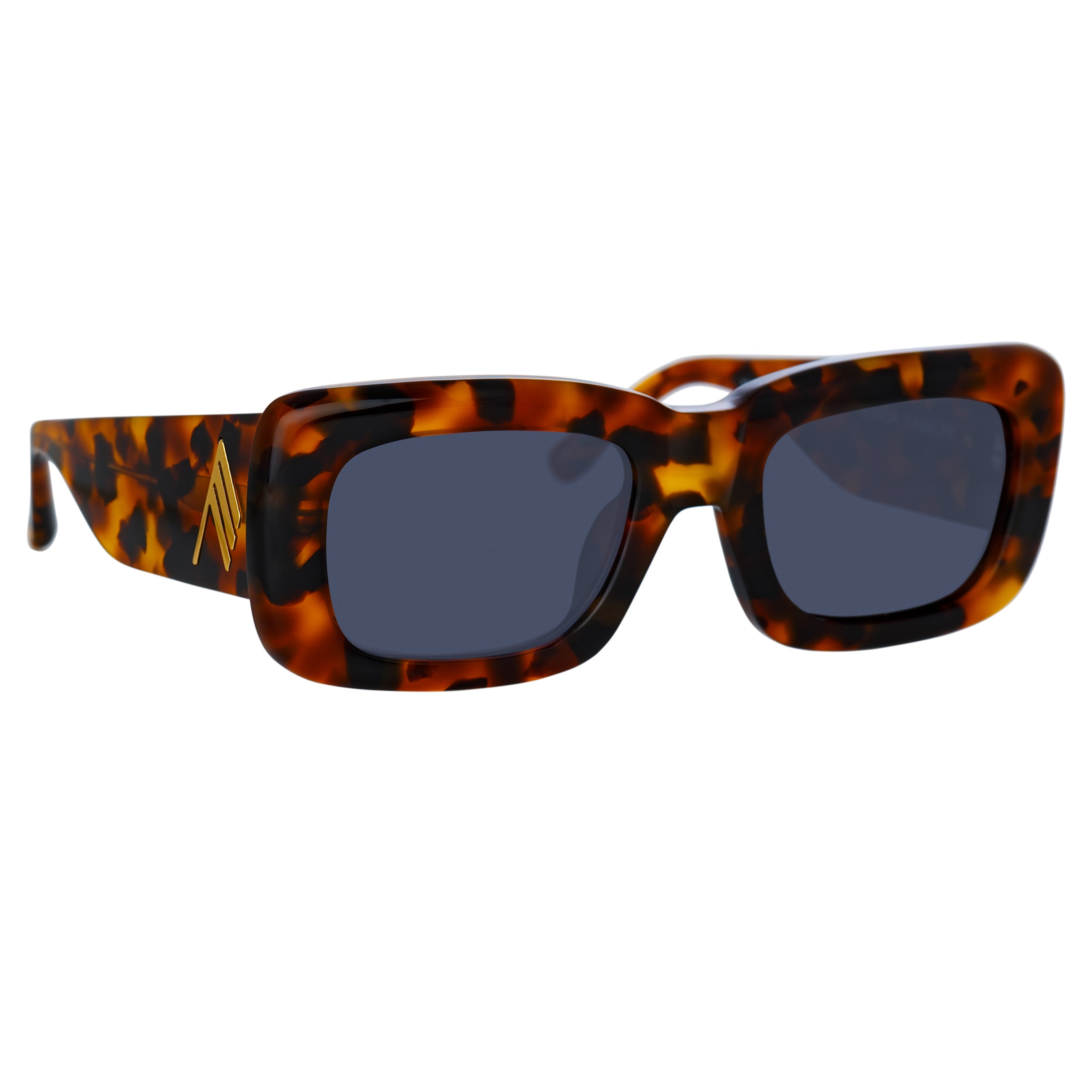 Marfa Rectangular Sunglasses in Tortoiseshell and Blue Lenses