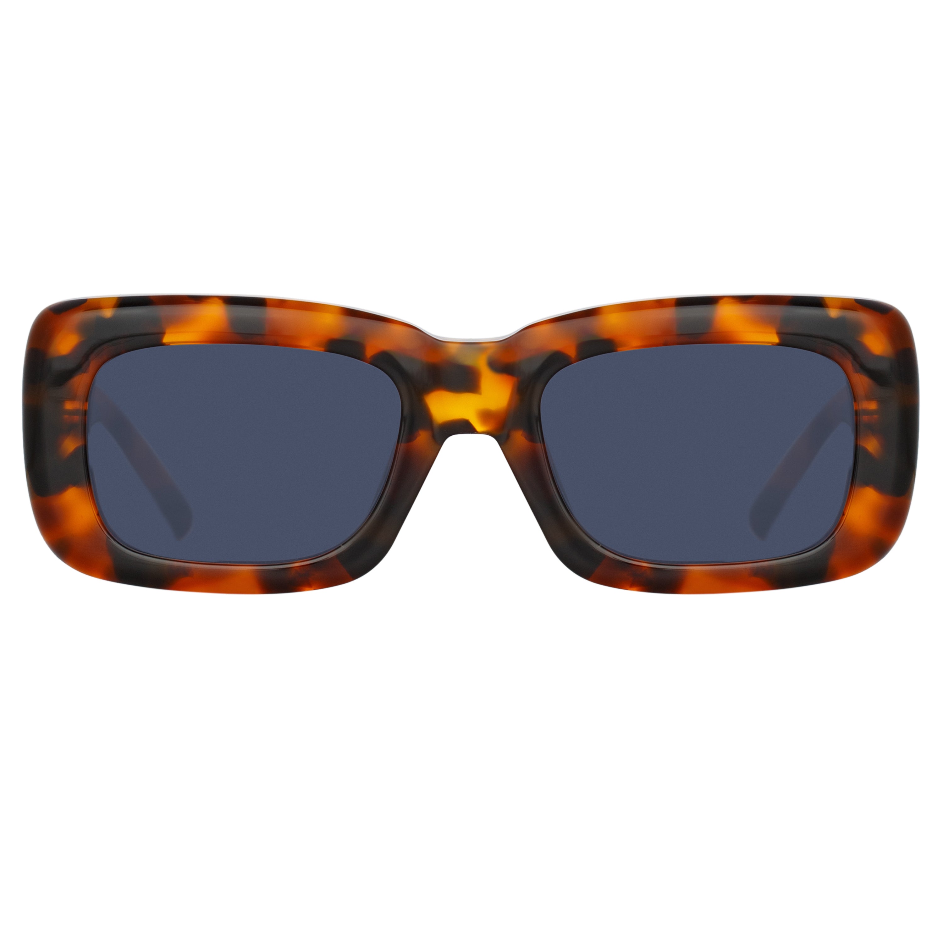 Marfa Rectangular Sunglasses in Tortoiseshell and Blue Lenses