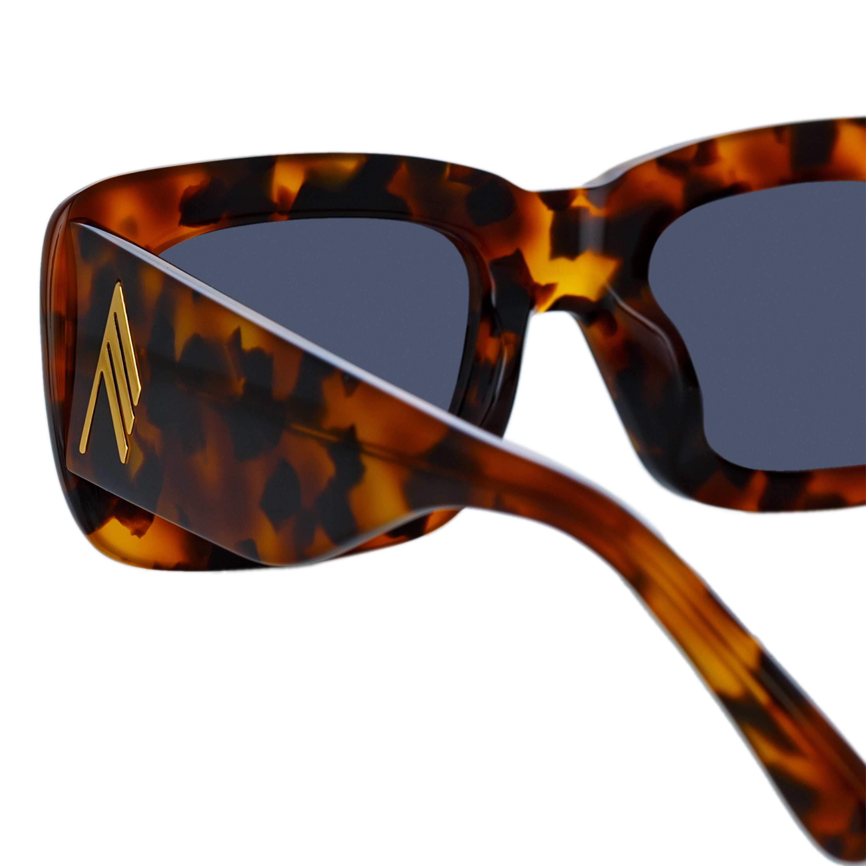 Marfa Rectangular Sunglasses in Tortoiseshell and Blue Lenses