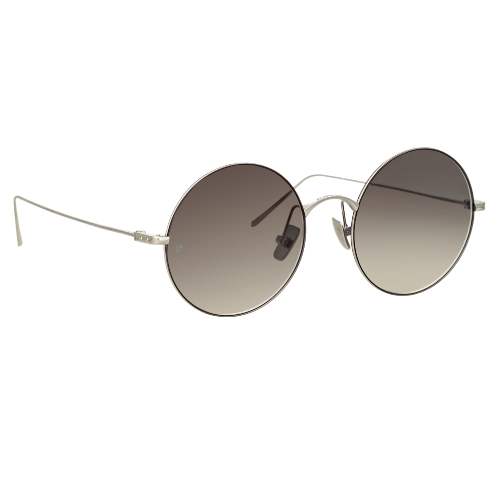 Zaha Round Sunglasses in White Gold