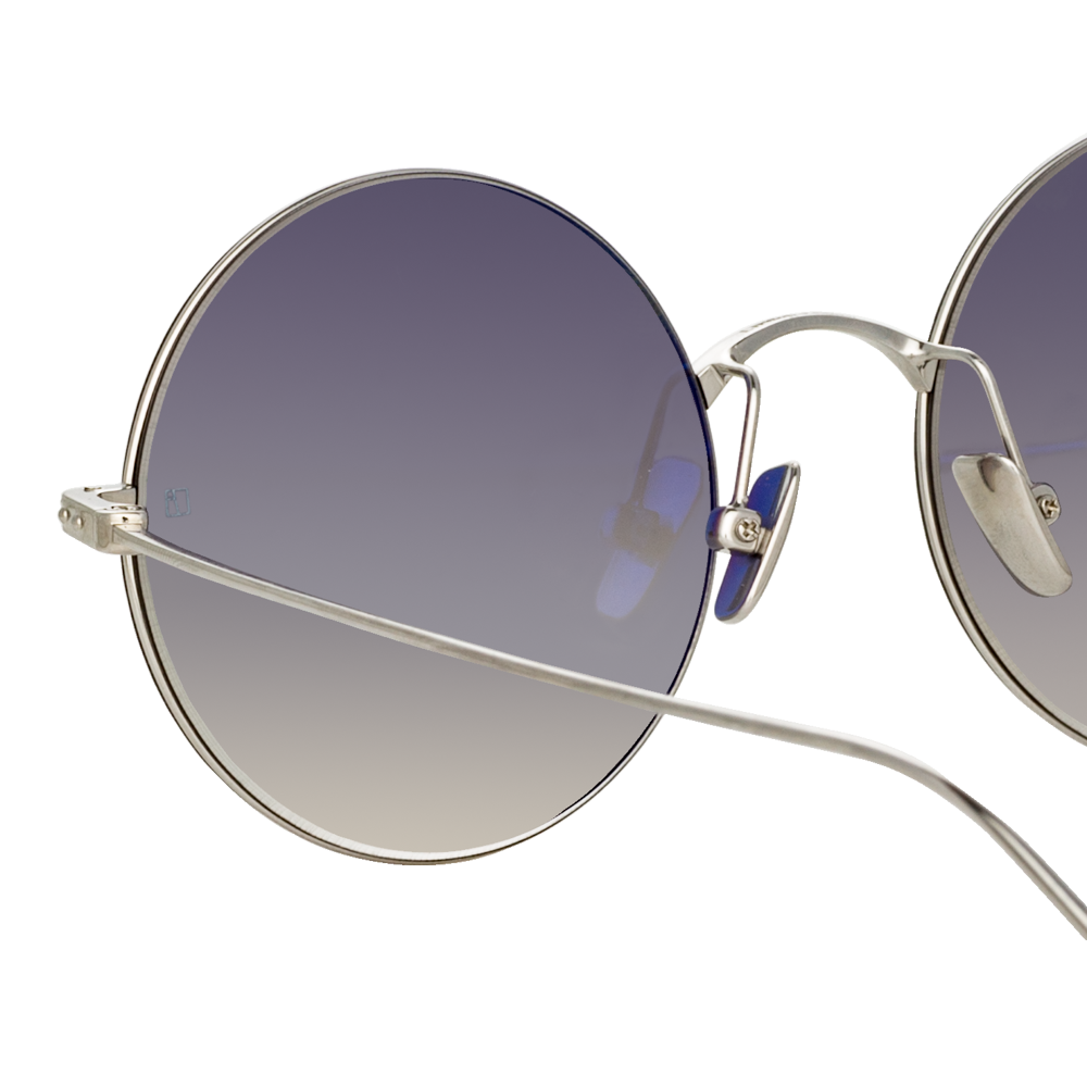 Zaha Round Sunglasses in White Gold