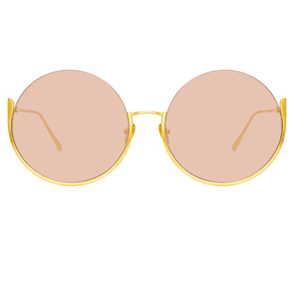 Olivia Round Sunglasses in Yellow Gold