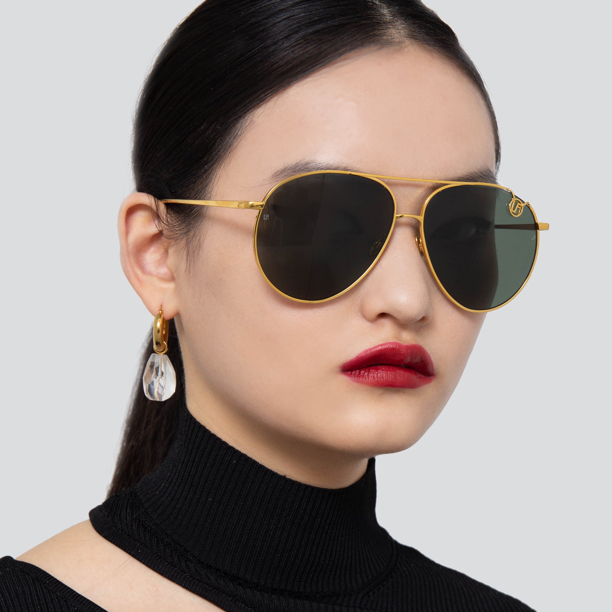 Joni Sunglasses in Yellow Gold and Green